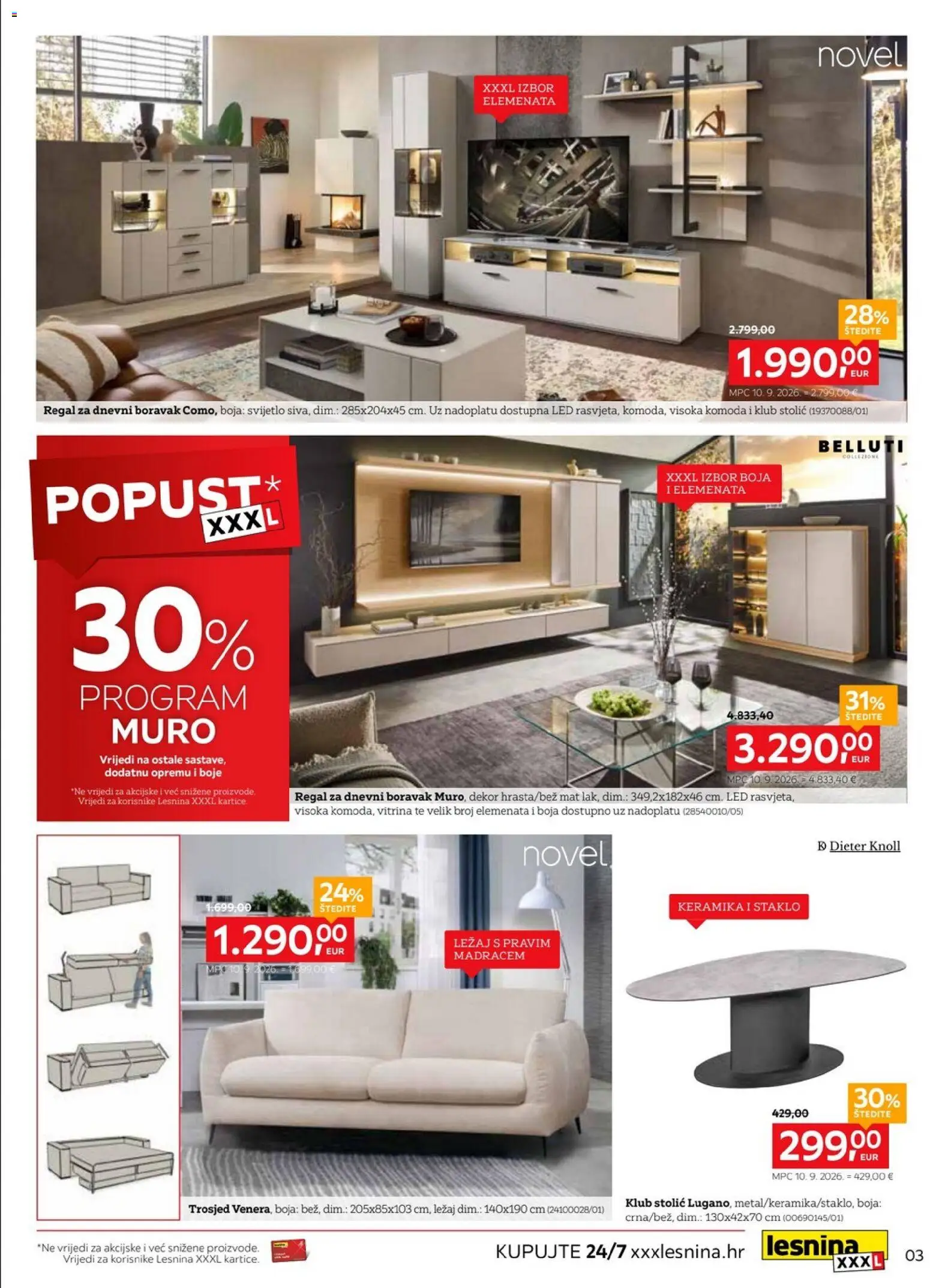 Lesnina katalog | vrijedi od 29.09.2026 | Stranica: 3 | Proizvodi: Stolić, Vitrina, Regal, Staklo