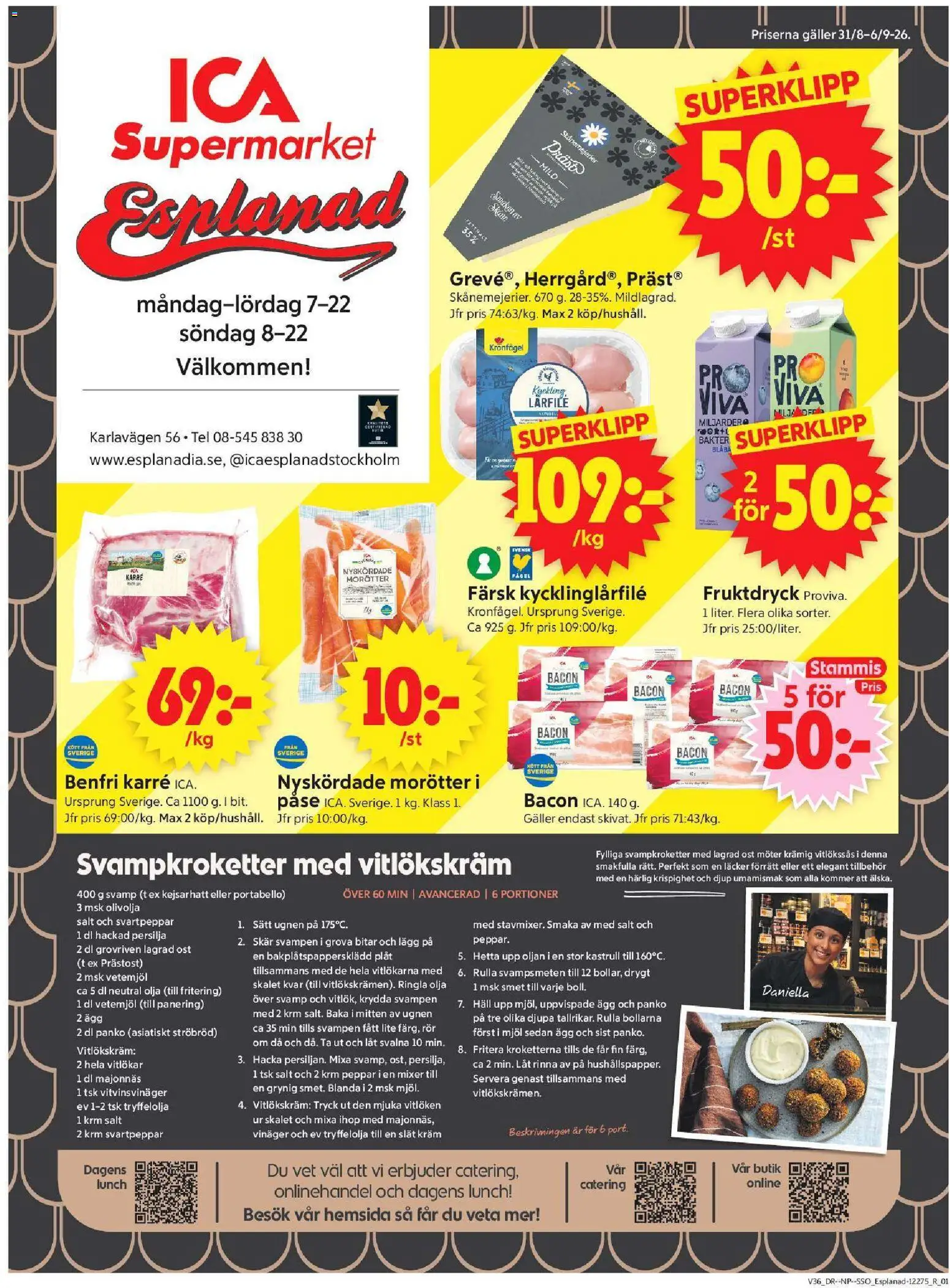 ICA Supermarket reklamblad aktuell från 31/08/2026 | Sida: 1 | Produkter: Morötter, Kräm, Rör, Ugnen