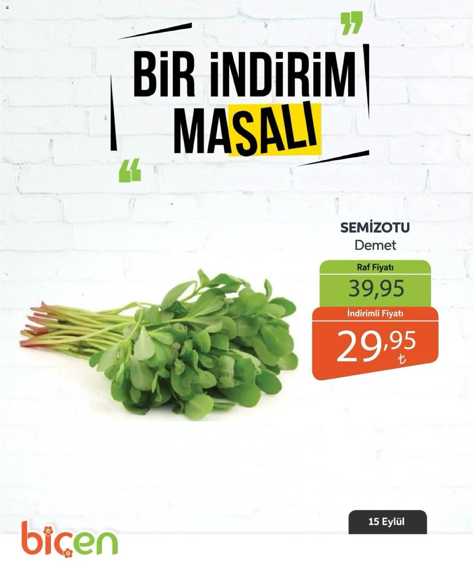 Biçen Market - Bir İndirim MaSalı - sebze - 15 Eylül 2026 tarihinden itibaren geçerlidir | Sayfa: 2 | Ürünler: Raf