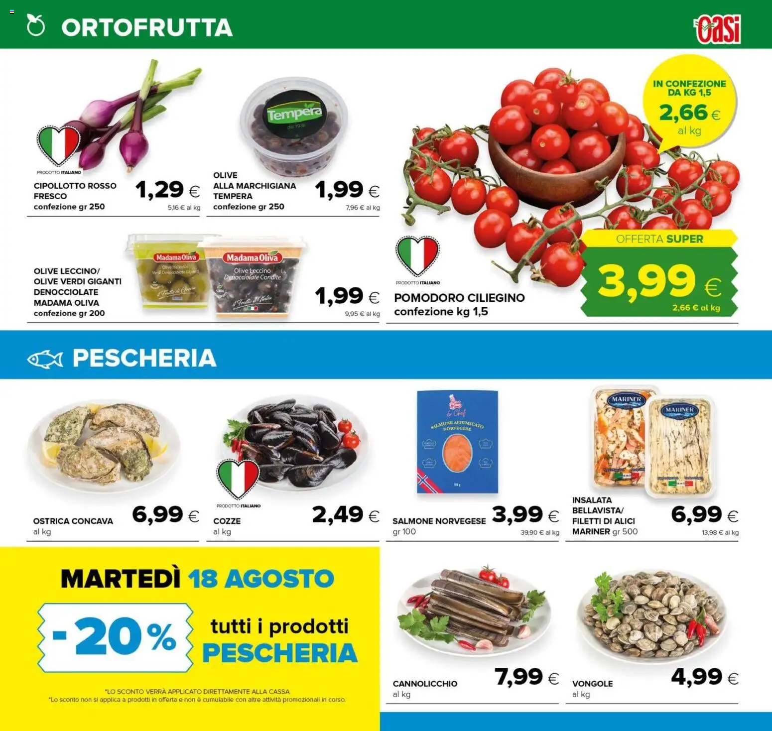 Volantino Oasi del 10/08/2026 | Pagina: 7 | Prodotti: Cozze, Pomodoro, Olive, Alici