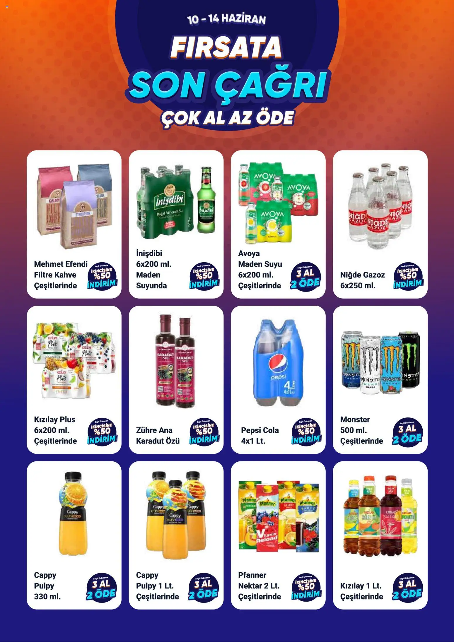 Çağrı Market - Fırsatlara Son Çağrı - 10.06.2026 tarihinden itibaren geçerlidir | Sayfa: 3 | Ürünler: Kahve, Su, Maden suyu
