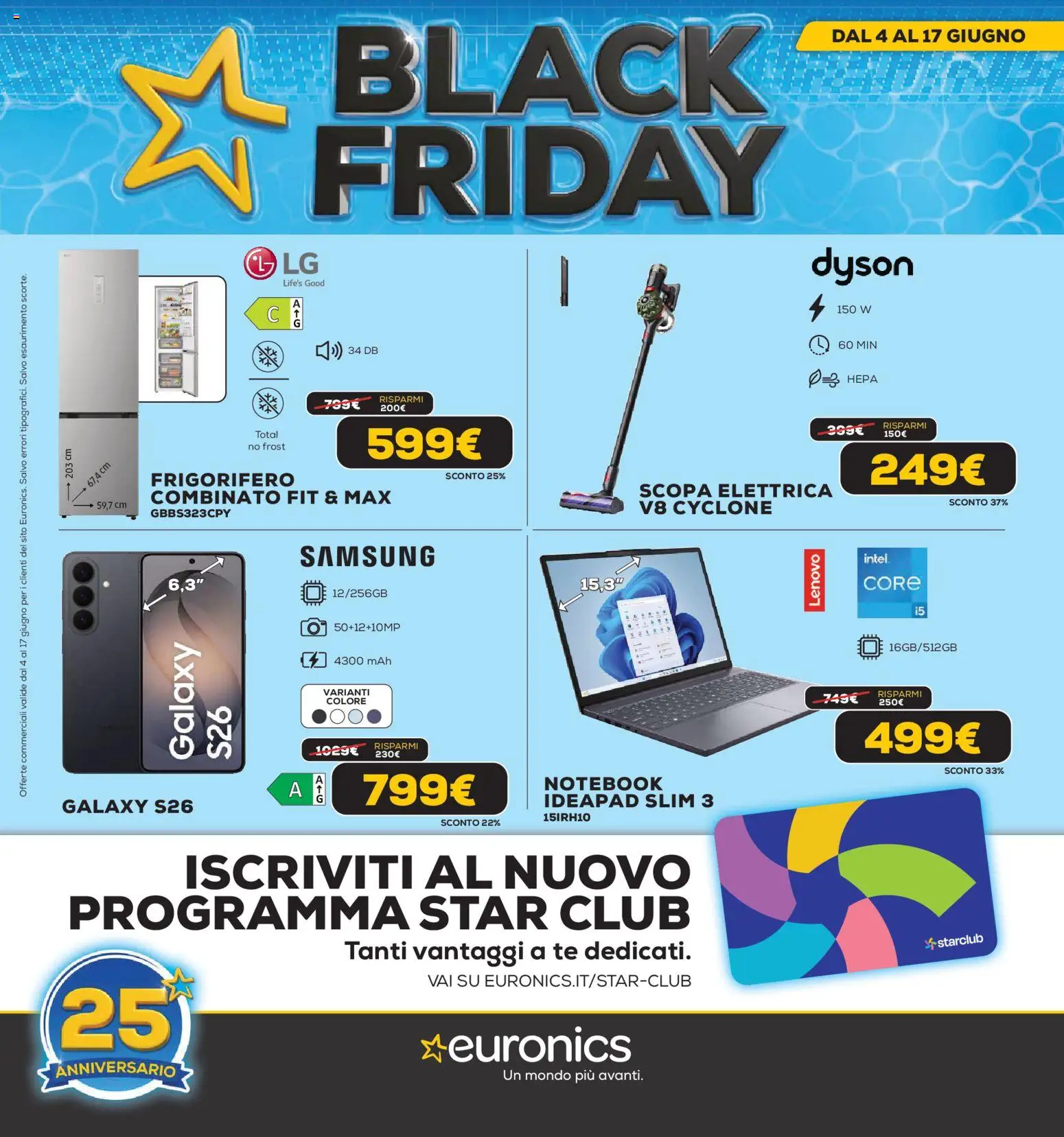 Volantino Euronics del 04.06.2026 | Pagina: 1 | Prodotti: Notebook, Scopa elettrica, Tè, Dyson
