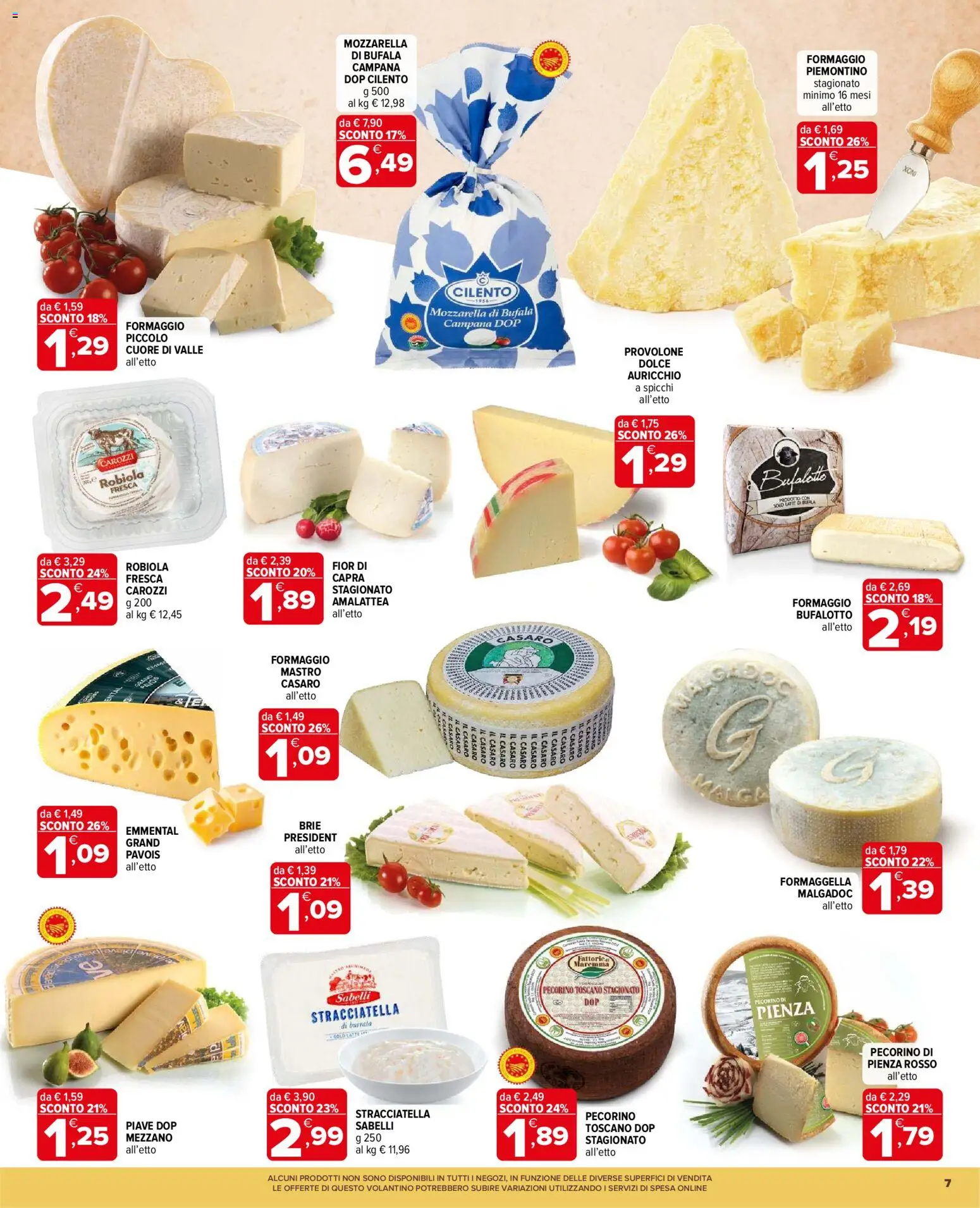 Volantino Iperal del 19/08/2026 | Pagina: 7 | Prodotti: Provolone, Mozzarella, Stracciatella, Emmental