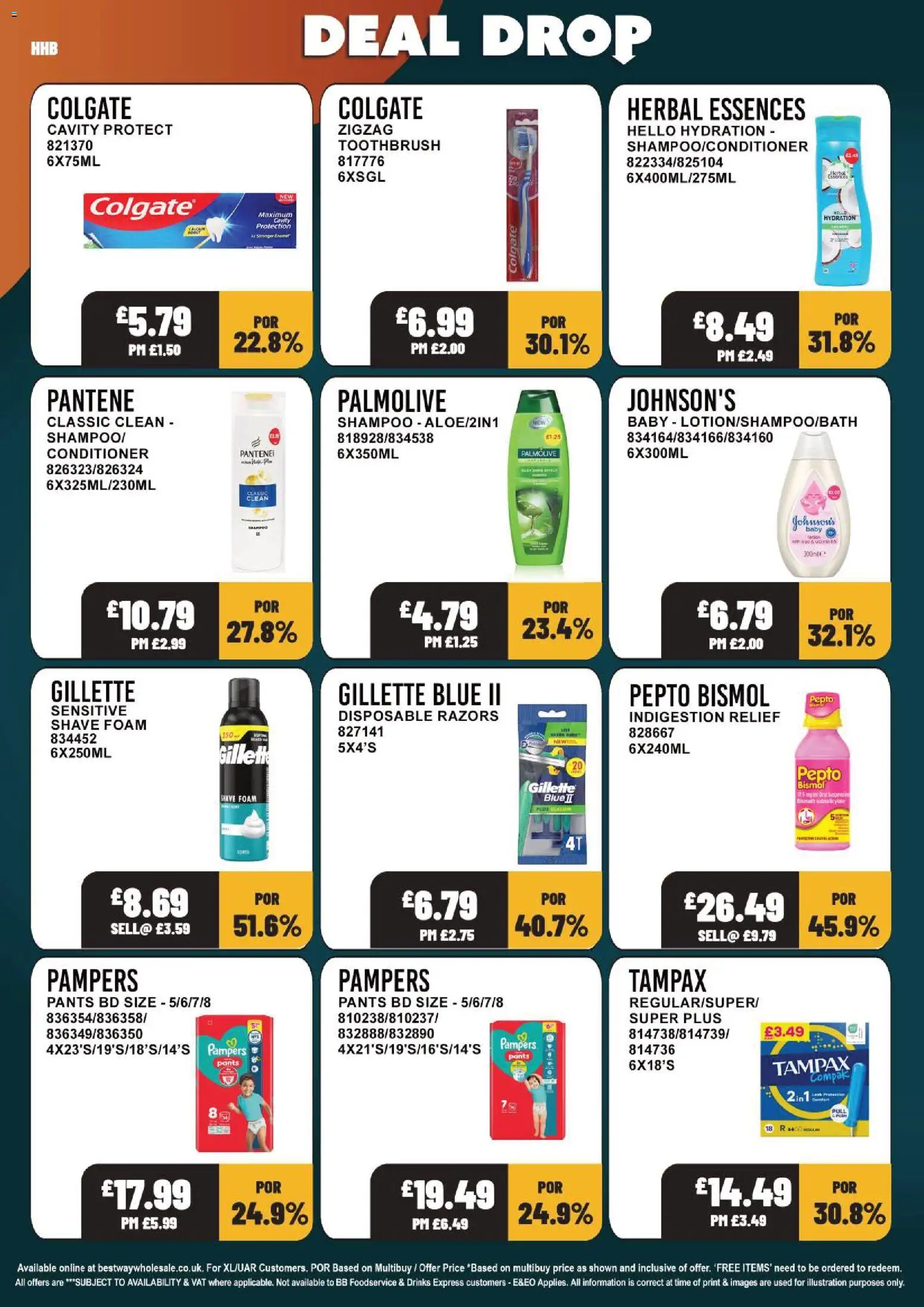 {H1} | Page: 18 | Products: Shampoo, Conditioner, Foam, Toothbrush