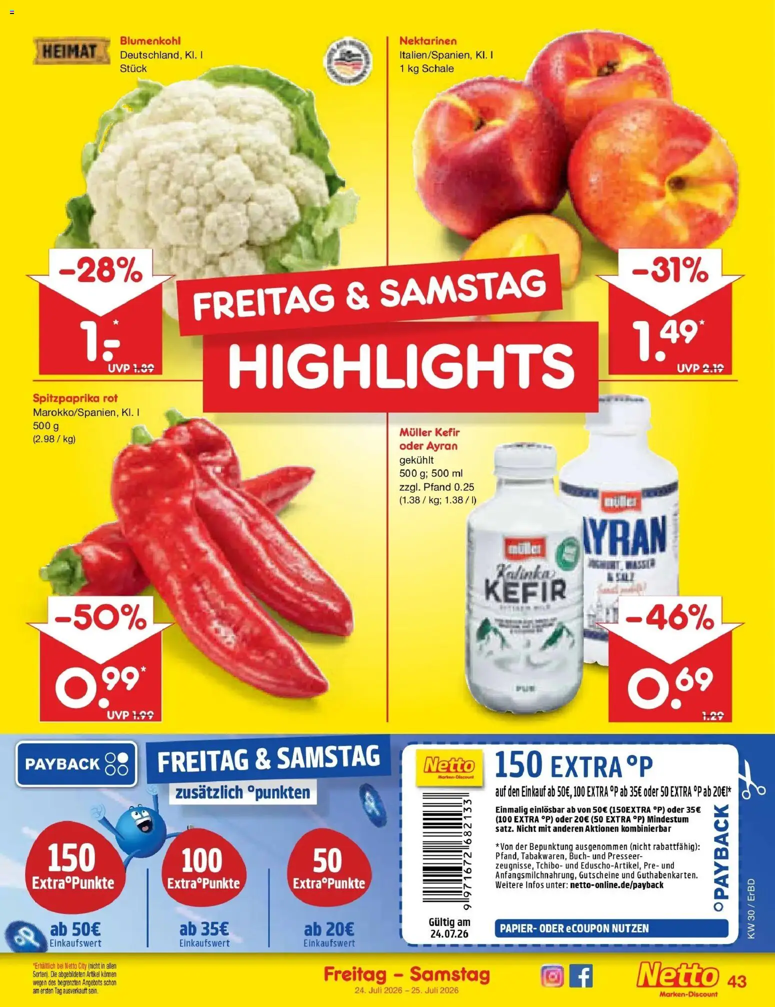 Netto Marken-Discount Prospekt Weimar – gültig ab 20.07.2026 | Seite: 67 | Produkte: Kefir, Nektarinen, Blumenkohl