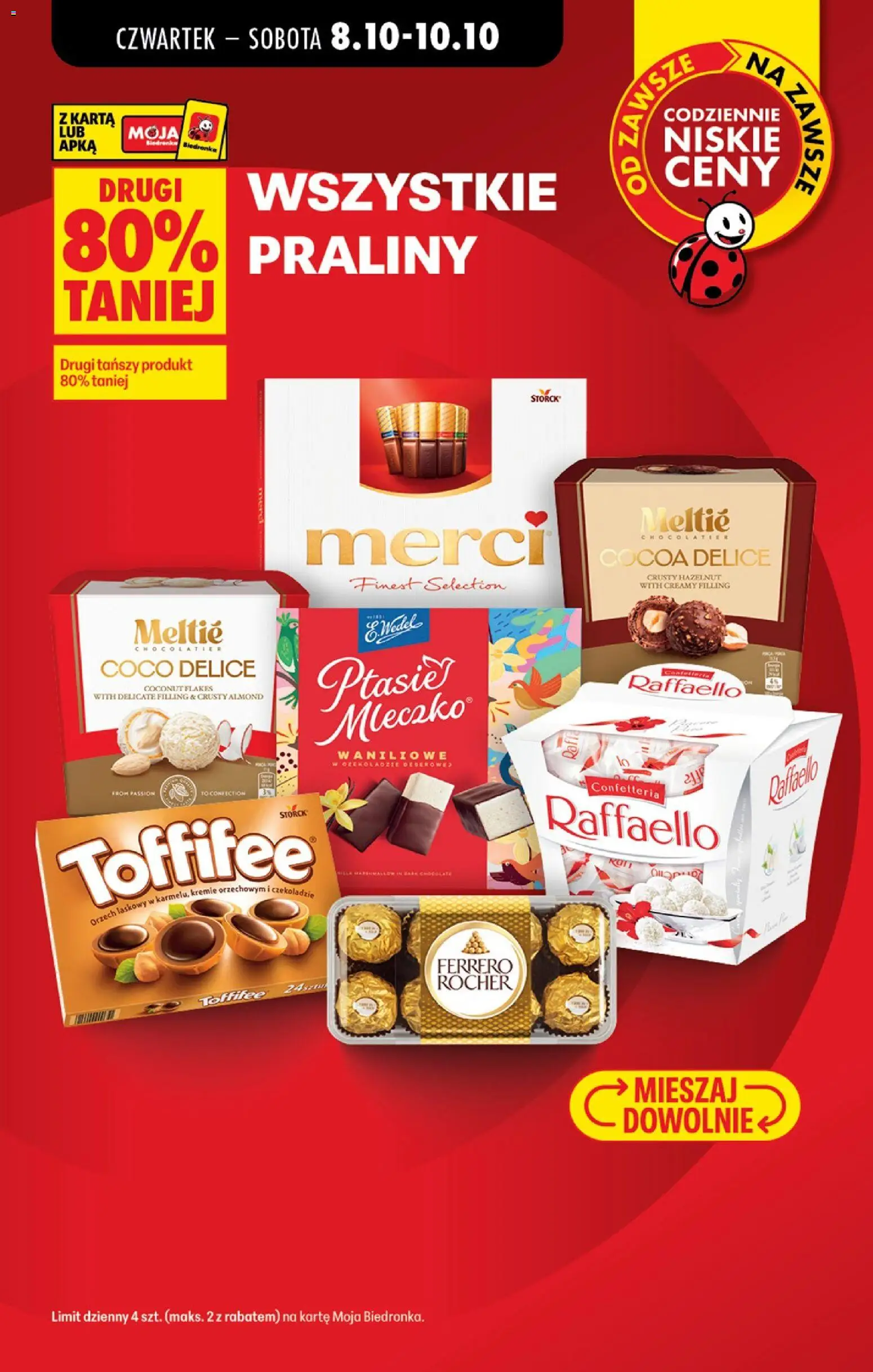 Biedronka gazetka od czwartku od 08.10.2026 | Strona: 2 | Produkty: Karta, Raffaello, Praliny, Ferrero rocher