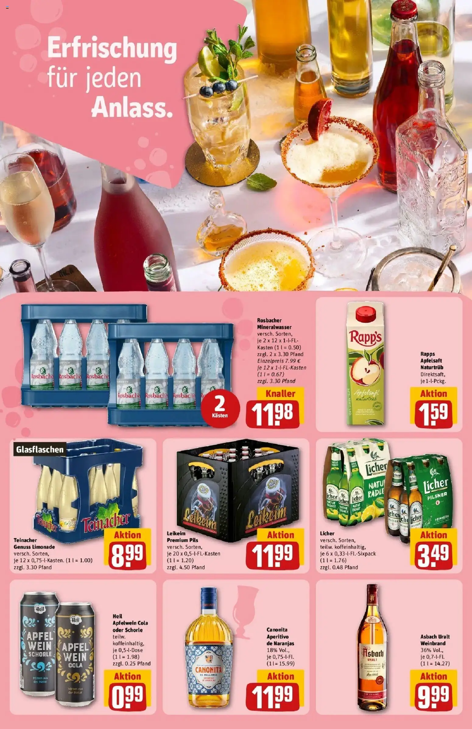 REWE Prospekt ab 03.08.2026 zum Blättern » Angebote | Seite: 19 | Produkte: Cola, Äpfel, Apfelsaft, Asbach
