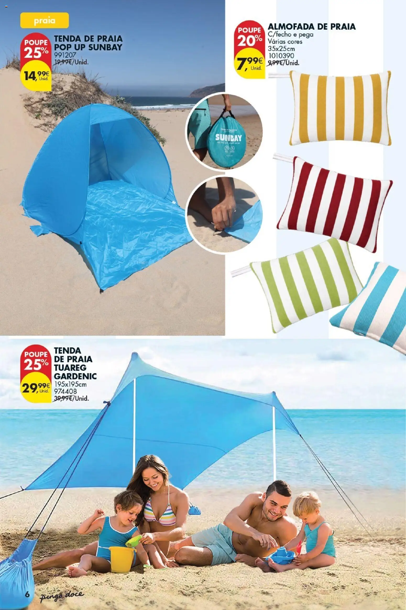 Pingo Doce Bazar Verão 2 │ válido de 30/06/2026 | Página: 6 | Produtos: Tenda, Almofada