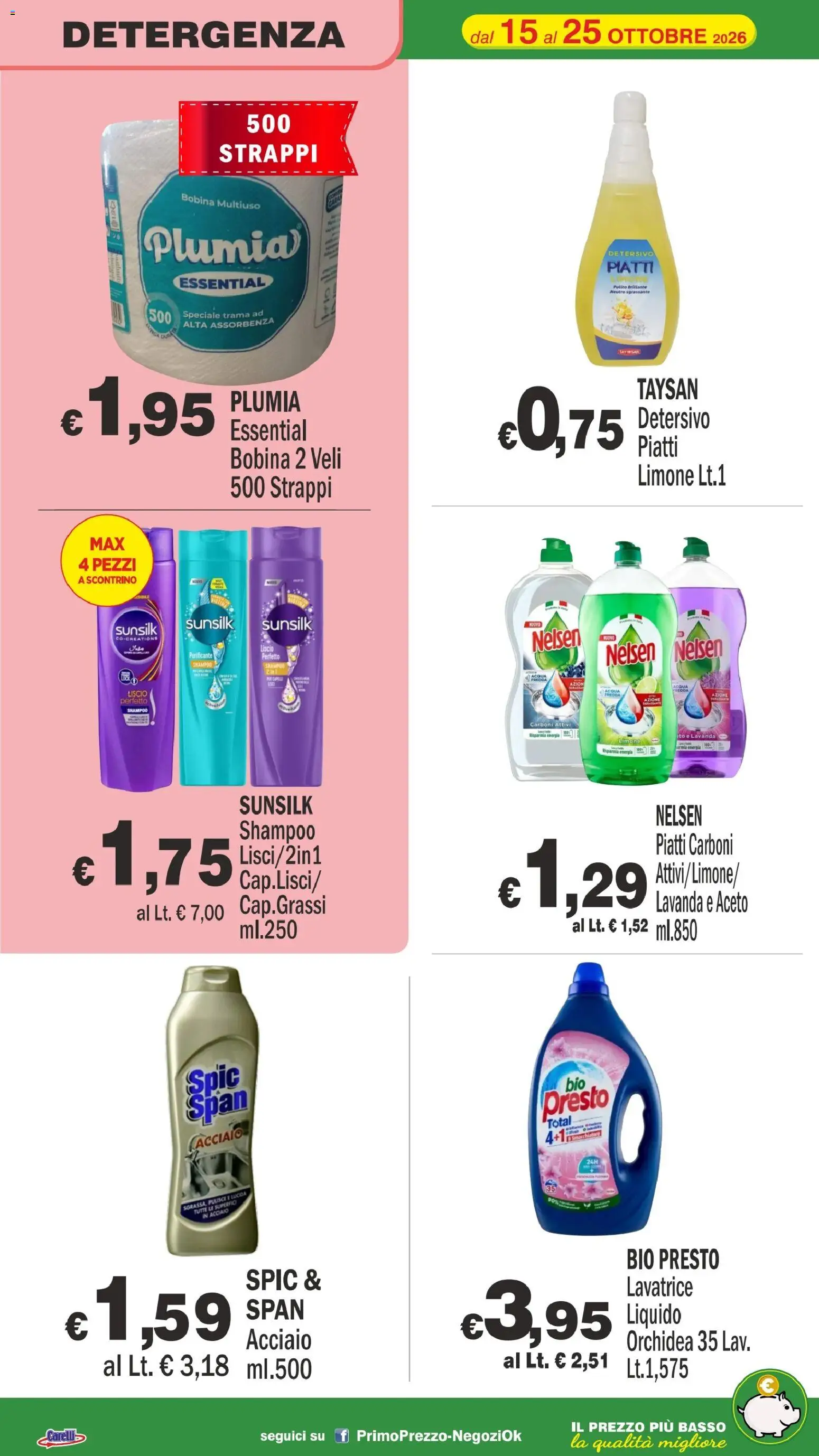 Volantino Primo Prezzo del 15/10/2026 | Pagina: 22 | Prodotti: Piatti, Acqua, Lavatrice, Basso