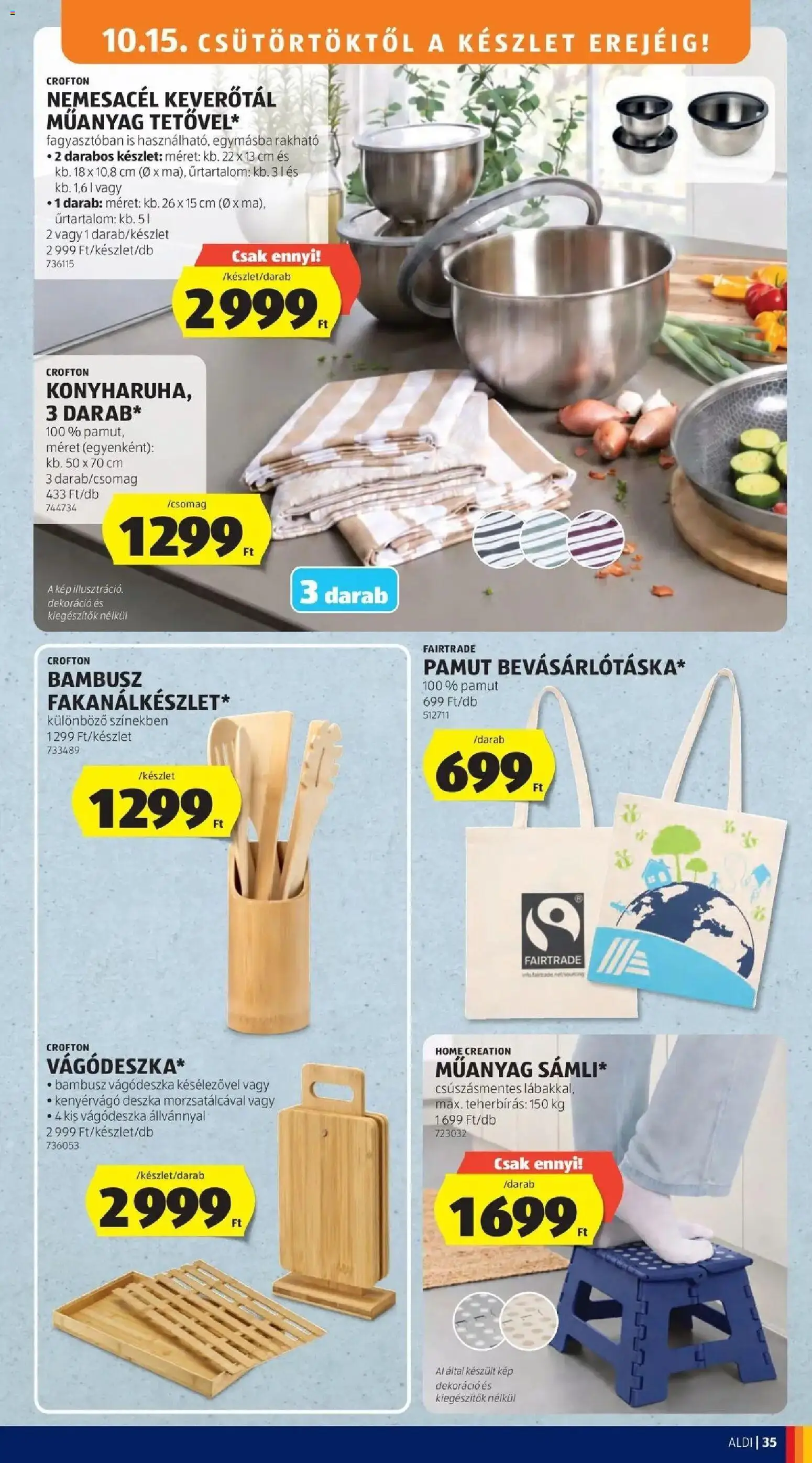 Aldi akciós ujság - amely érvényes a következő dátumtól: 2026.10.15. | Oldal: 35 | Termékek: Vágódeszka, Dekoráció