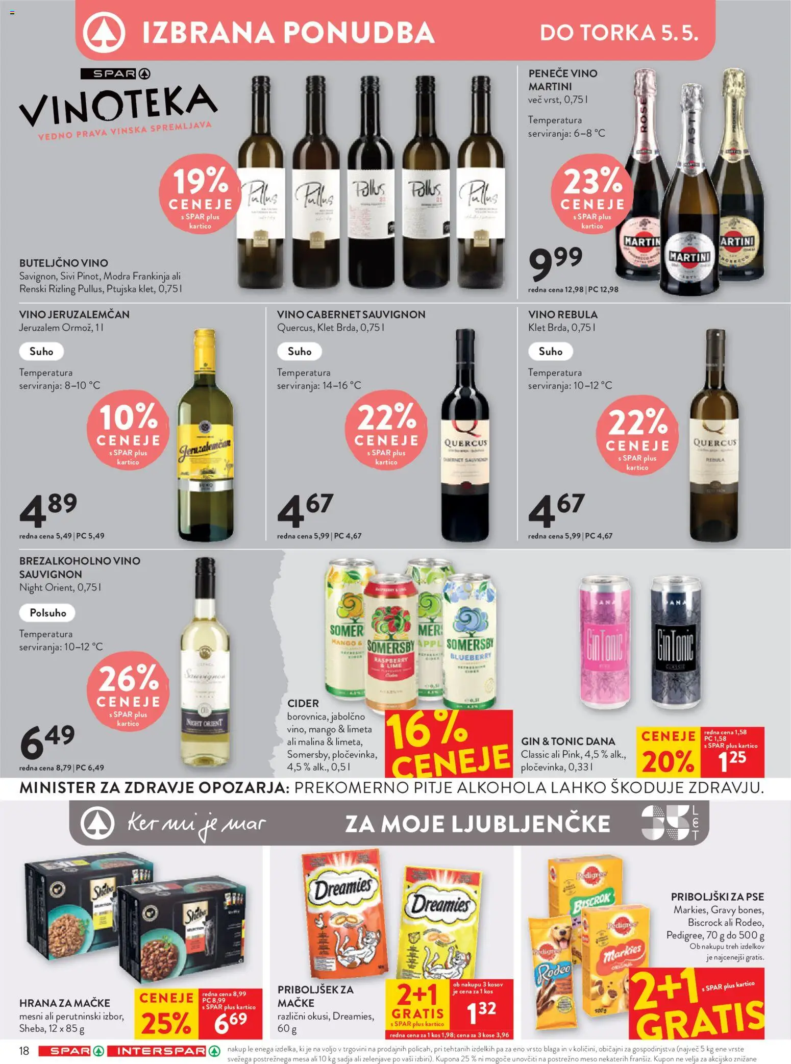 Novi Spar katalog ponudbe – veljaven od 29.04.2026 | Stran: 22 | Izdelki: Limeta, Hrana za mačke, Kos, Vino