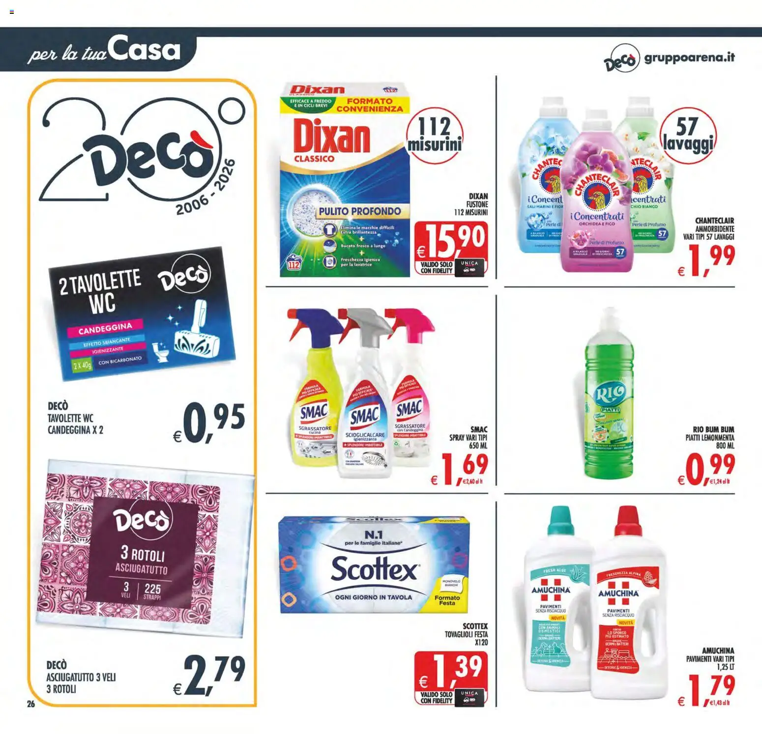 Volantino Decò del 23/10/2026 | Pagina: 26 | Prodotti: Ammorbidente, Bicarbonato, Sgrassatore, Lavatrice