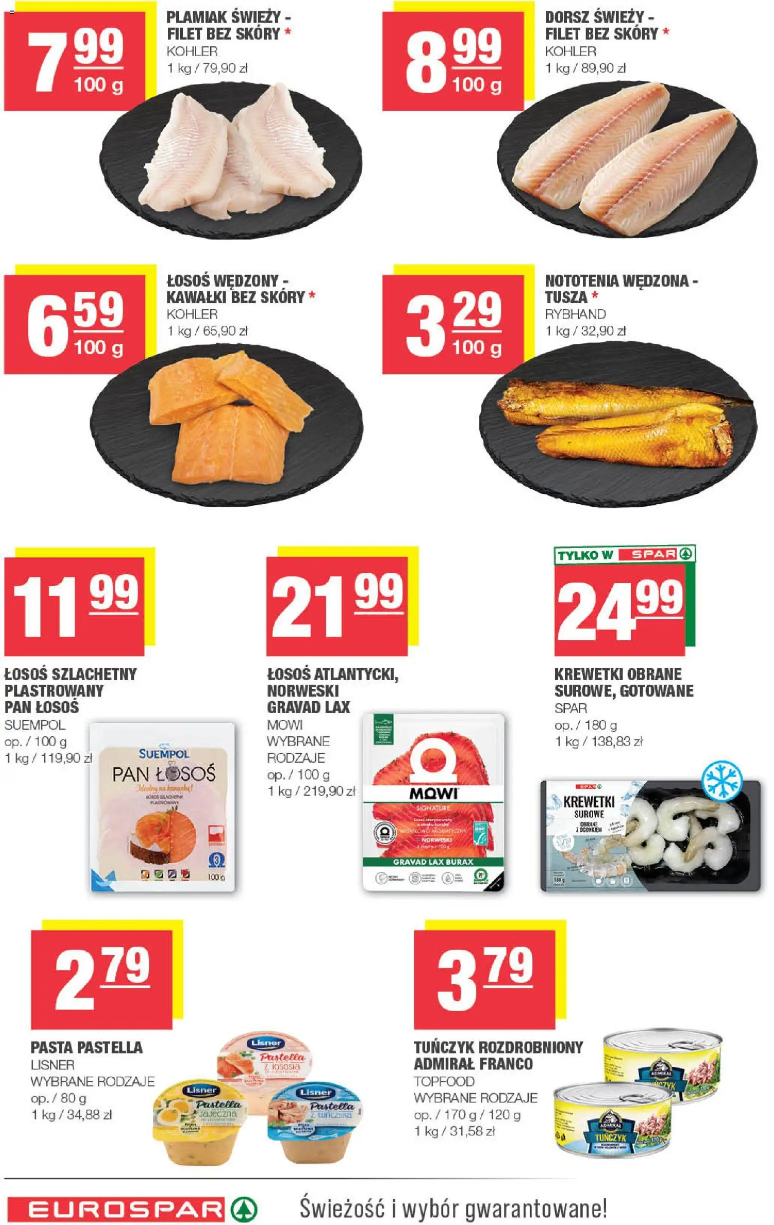 Spar gazetka - Eurospar od 15.07.2026 | Strona: 8 | Produkty: Krewetki obrane, Łosoś wędzony, Krewetki, Łosoś