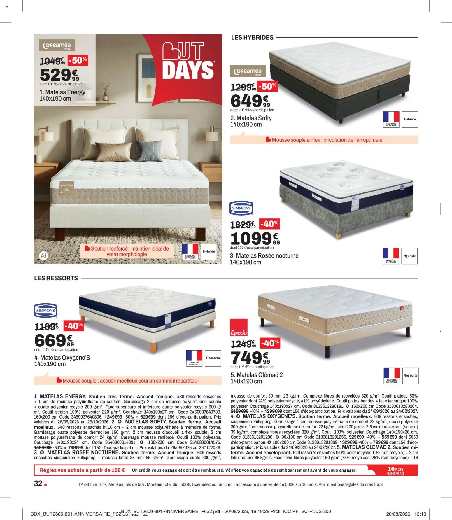 {H1} | Page: 32 | Produits: Plateau, Mousse, Suspension, Matelas
