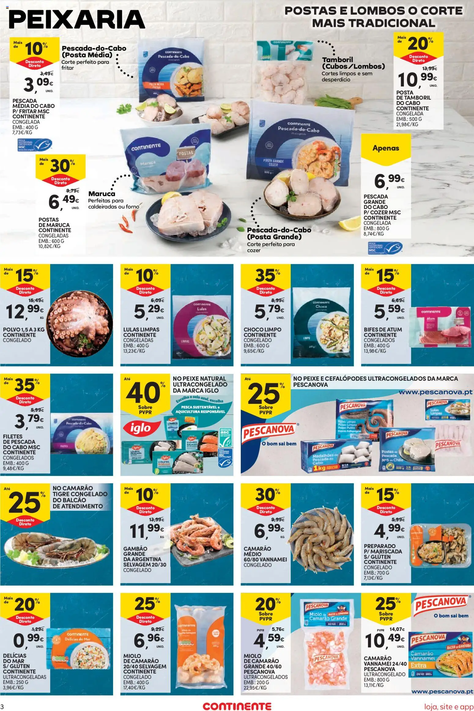 Continente Semanal Continente Bom Dia │ válido de 26.05.2026 | Página: 3 | Produtos: Atum, Forno, Pescada, Pescada do cabo