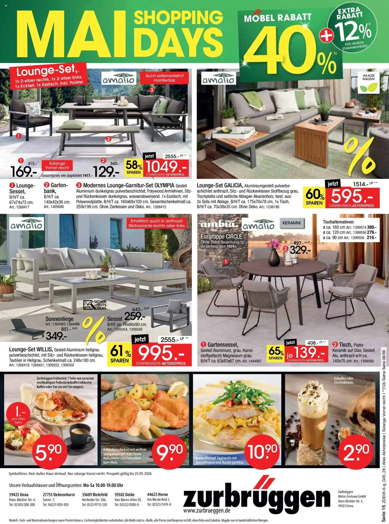 Zurbrüggen MaiDays Shopping – gültig ab 08.05.2026 | Seite: 48 | Produkte: Essgruppe, Sessel, Tee, Uhr