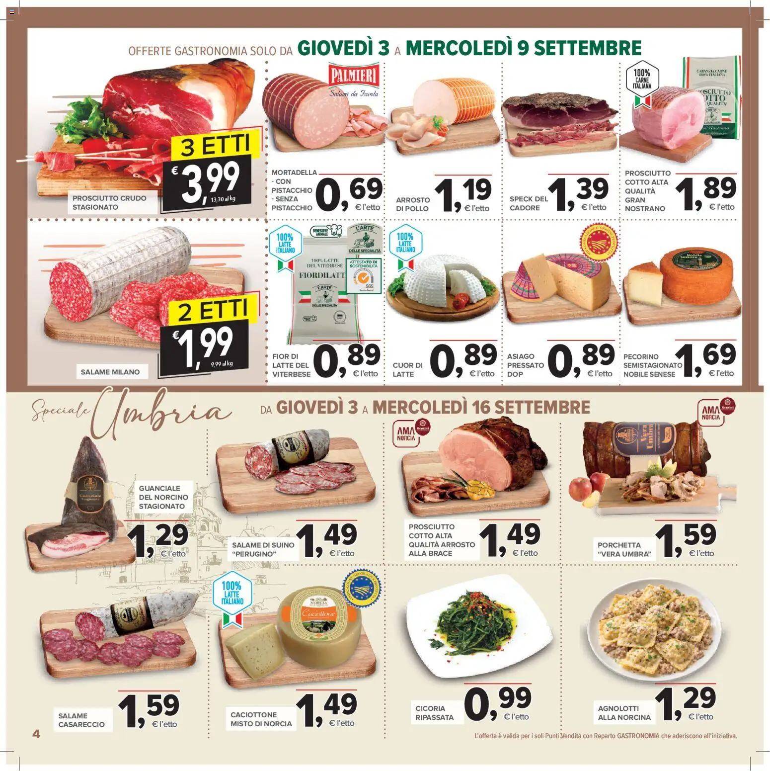 Volantino Todis del 03/09/2026 | Pagina: 4 | Prodotti: Arrosto, Porchetta, Prosciutto, Mortadella
