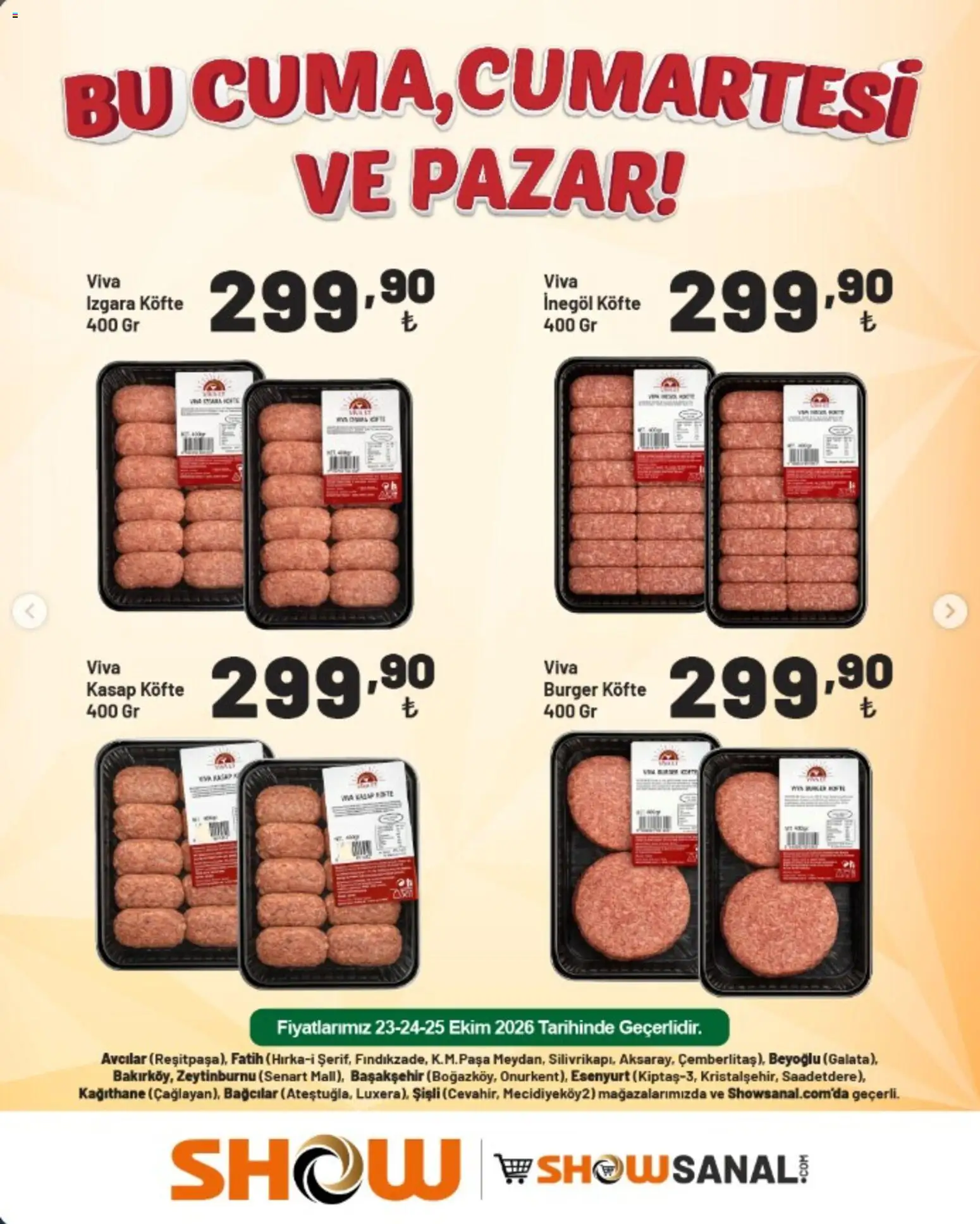 Show Market Kasap - 23 Ekim 2026 tarihinden itibaren geçerlidir | Sayfa: 2 | Ürünler: Izgara köfte, Izgara