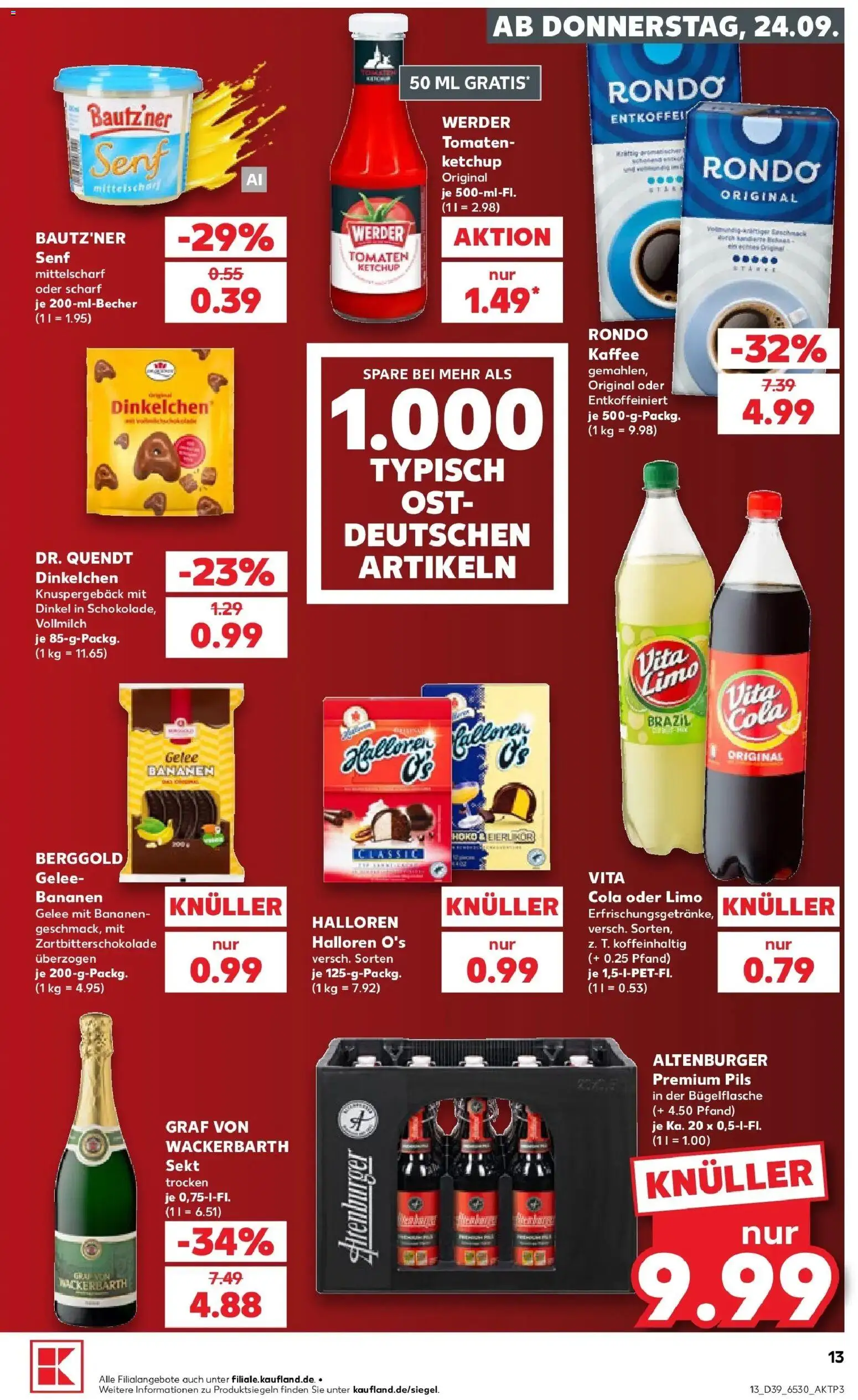 Prospekt Kaufland ab 21.09.2026 » Angebote Online zum Blättern | Seite: 16 | Produkte: Cola, Sekt, Bananen, Ketchup
