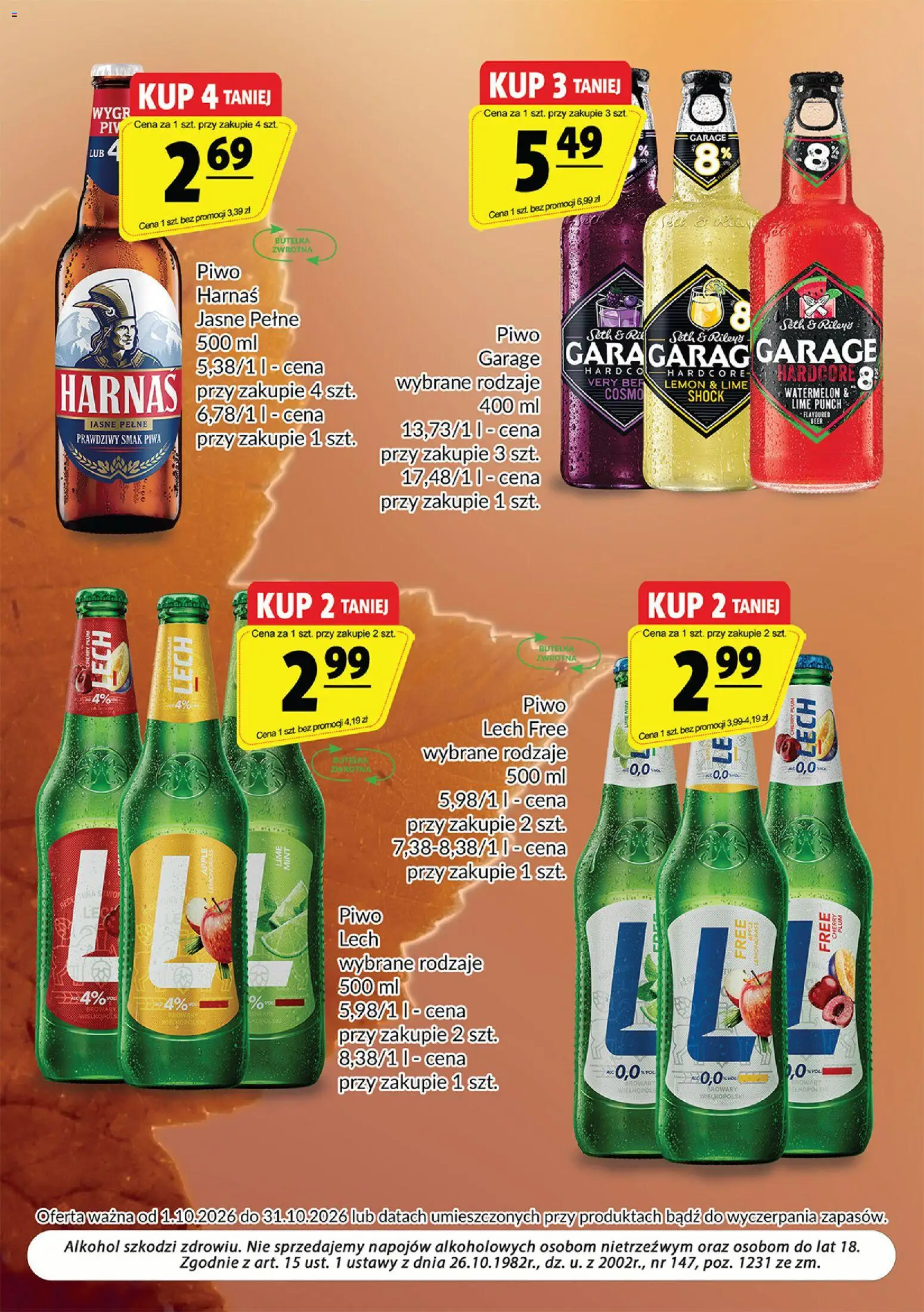 Prim Market gazetka - Oferta alkoholowa od 01.10.2026 | Strona: 10 | Produkty: Lech, Piwo Harnaś, Harnaś, Piwo