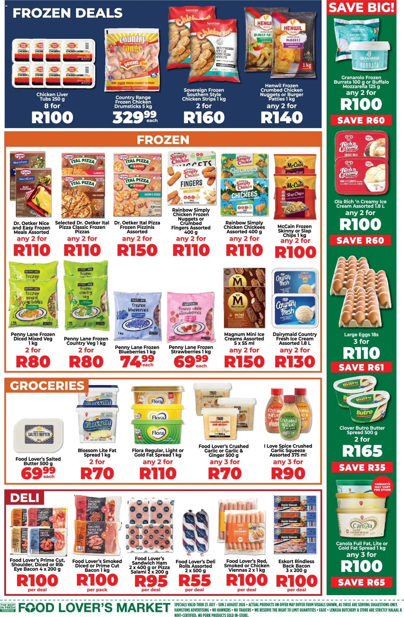 New Food Lover's Market catalogue – valid from 23/07/2026 | Page: 7 | Products: Strawberries, Chips, Cream, Fat spread