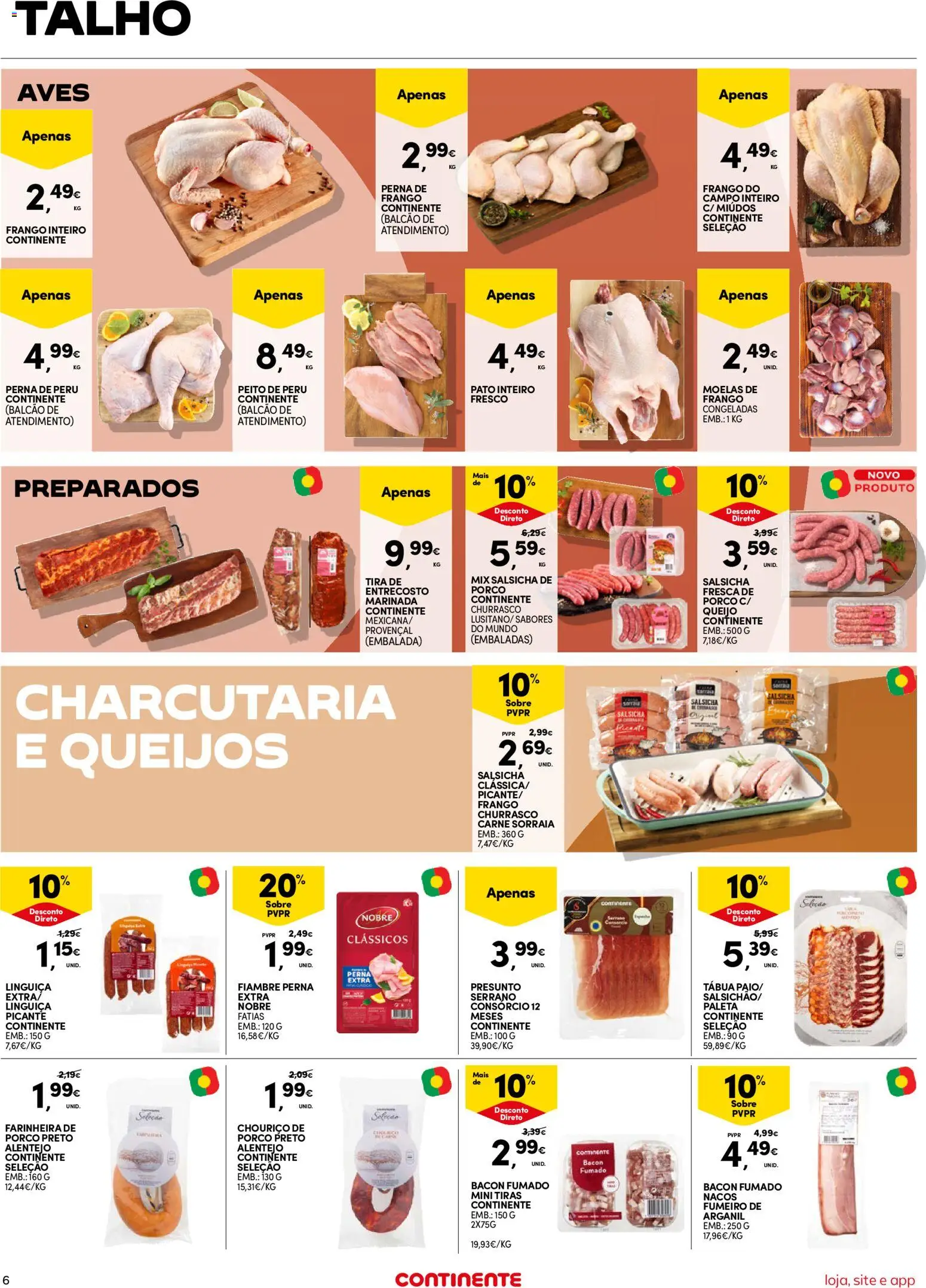 Continente Semanal Continente Bom Dia │ válido de 16.06.2026 | Página: 6 | Produtos: Bacon, Frango, Queijo, Moelas