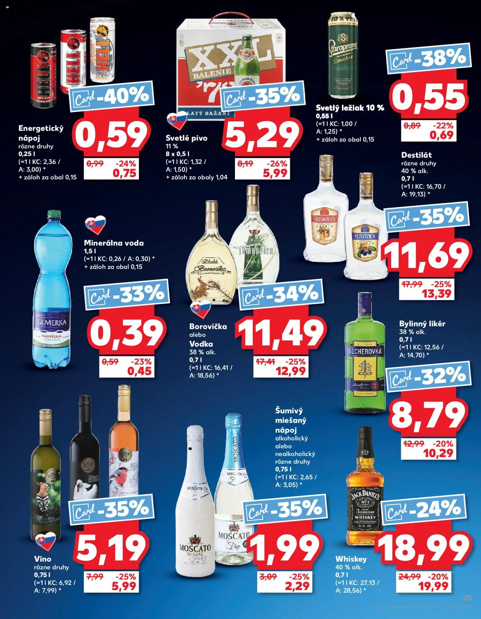 Nové Kaufland akcie – leták je platný od 16.04.2026 | Strana: 25 | Produkty: Víno, Slivovica, Voda, Gemerka