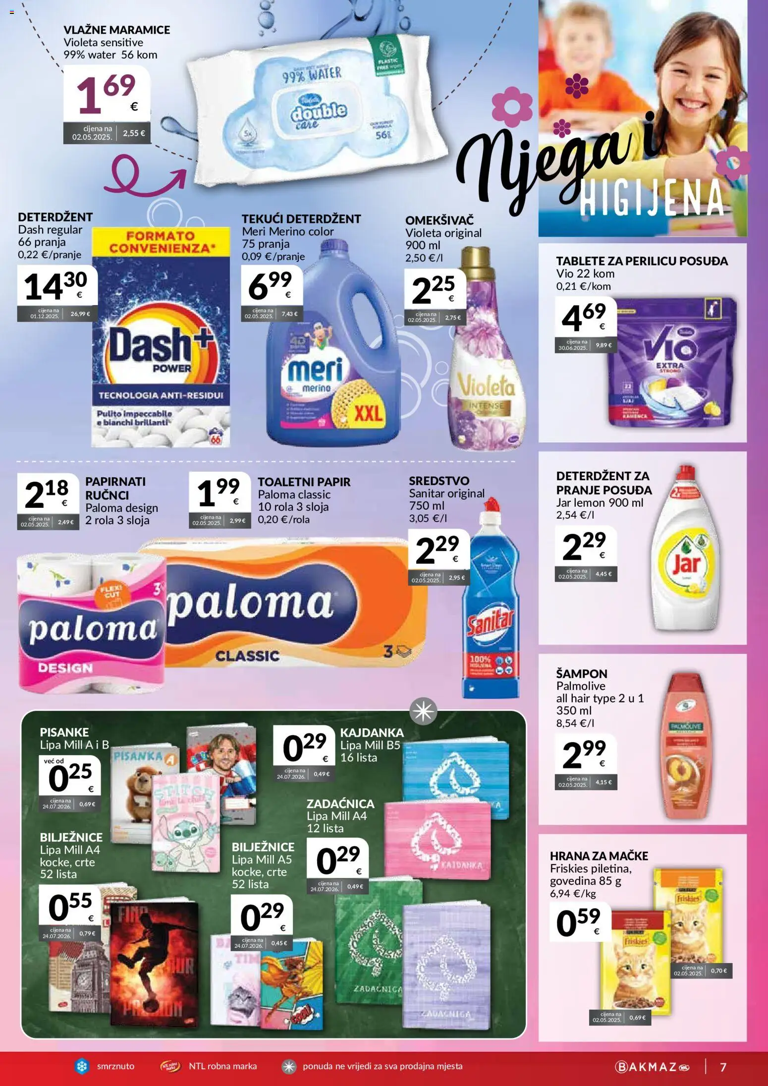 Bakmaz katalog | vrijedi od 26.08.2026 | Stranica: 7 | Proizvodi: Tablete za perilicu, Maramice, Toaletni papir, Dash