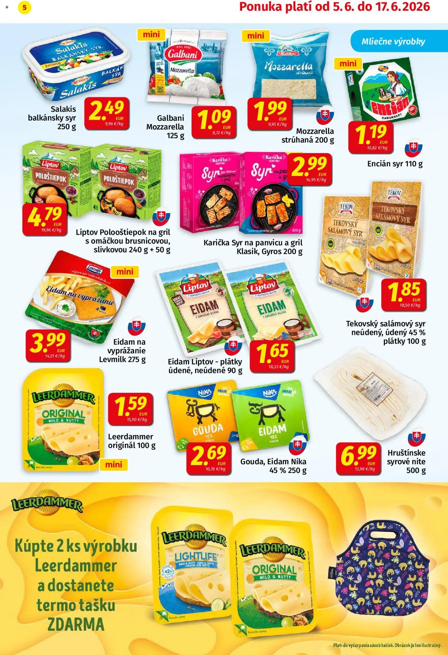 Nové Koruna akcie – leták je platný od 05.06.2026 | Strana: 5 | Produkty: Gril, Mozzarella, Balkánsky syr