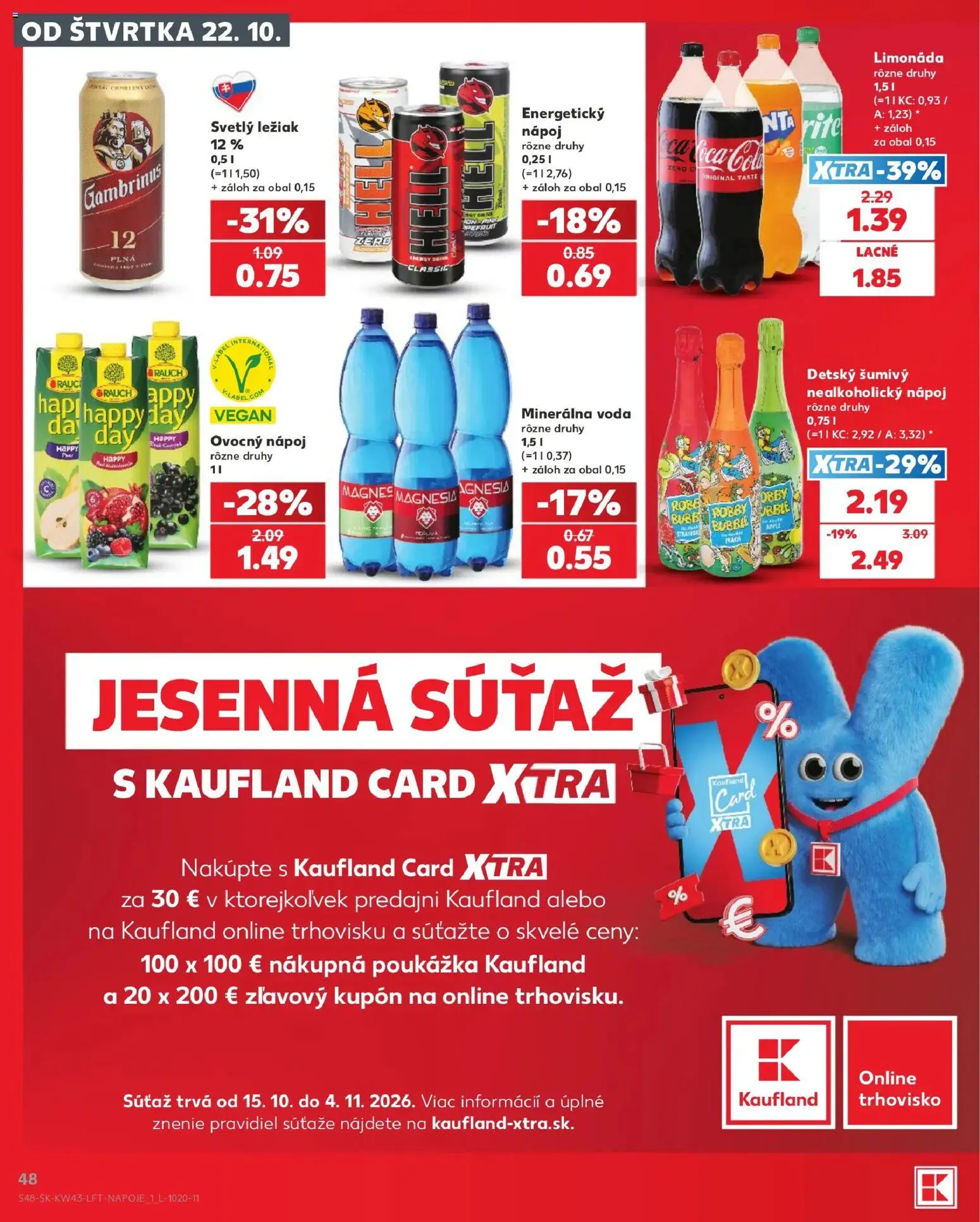 Nové Kaufland akcie – leták je platný od 22.10.2026 | Strana: 48 | Produkty: Magnesia, Voda, Cola, Gambrinus