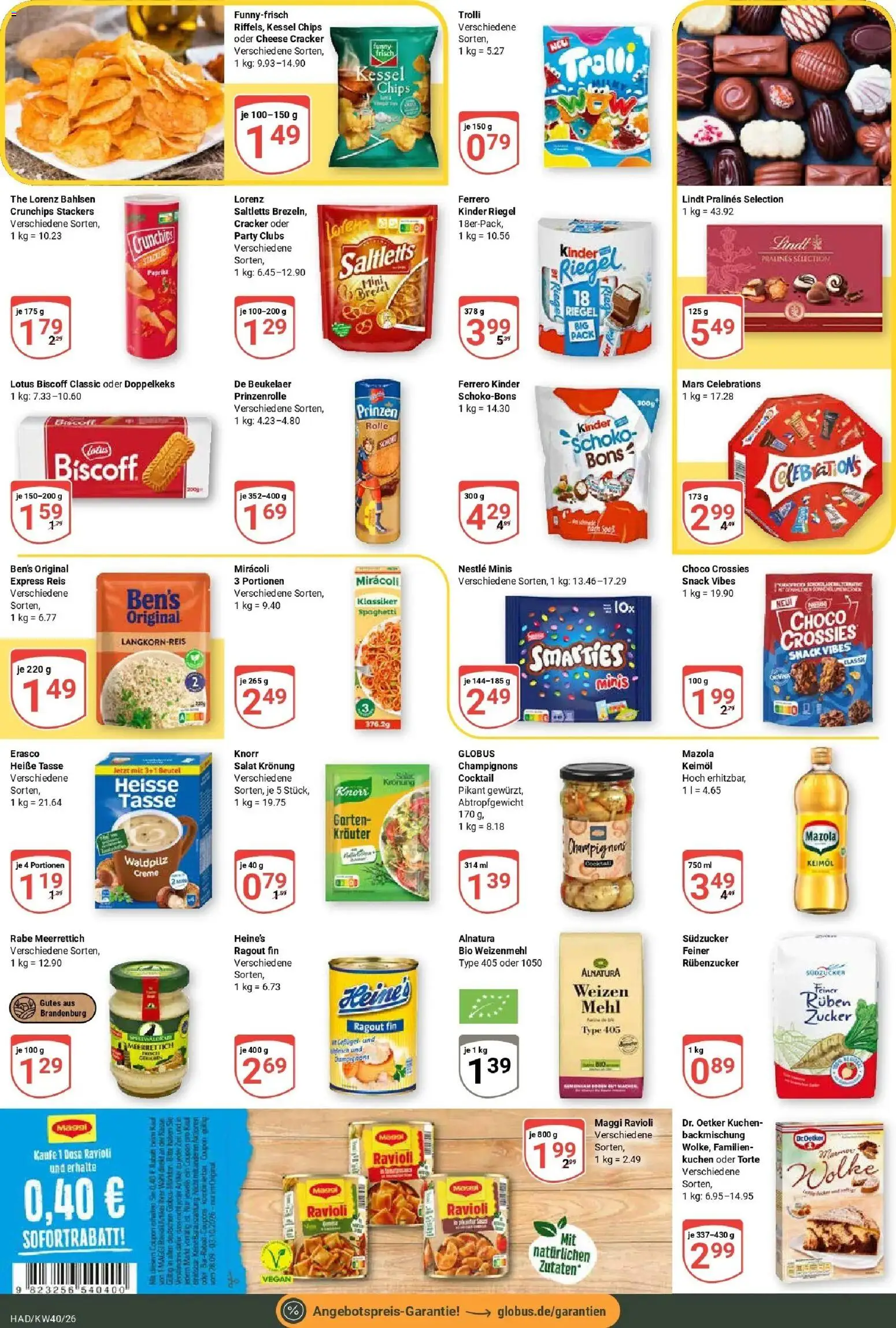 Globus Prospekt Halle (saale) (ab 28.09.2026) » Angebote online | Seite: 16 | Produkte: Mehl, Kinder riegel, Zucker, Lindt