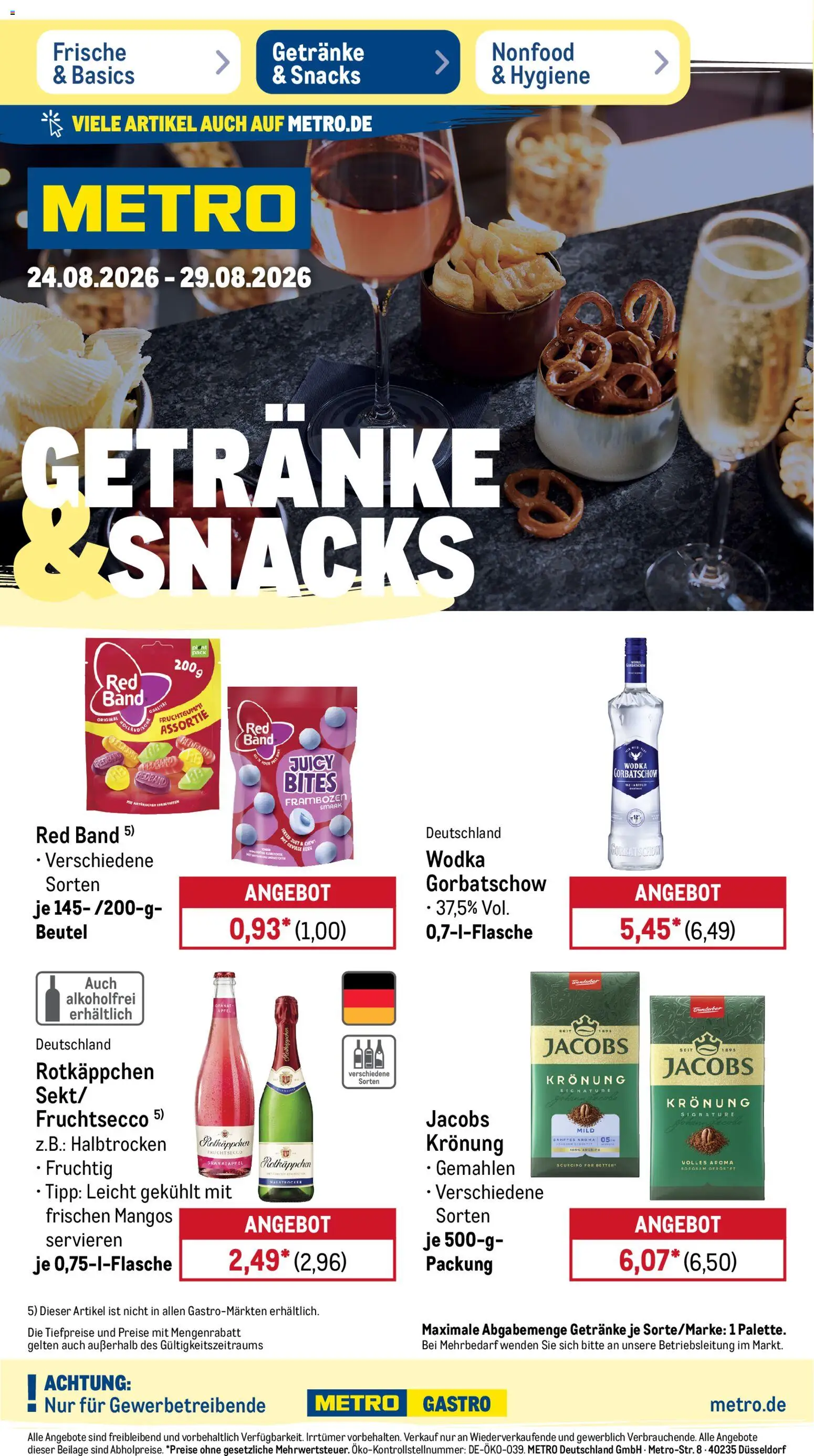 Metro Prospekt – gültig ab 24.08.2026 | Seite: 22 | Produkte: Met, Granatapfel, Rotkäppchen, Wodka