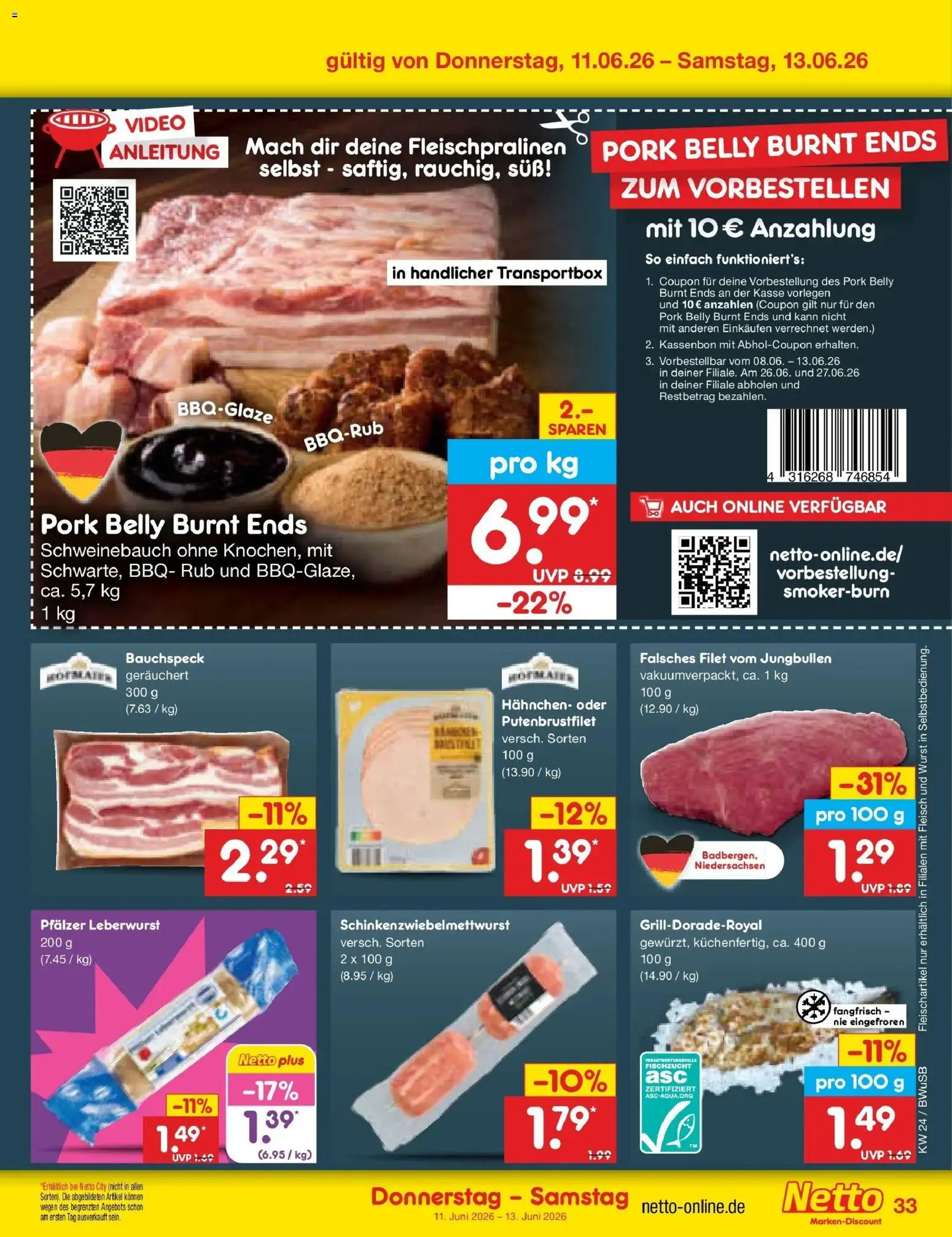 Netto Marken-Discount Prospekt Stemwede-Dielingen – gültig ab 08.06.2026 | Seite: 49 | Produkte: Hahnchen, Wurst, Fleisch, Video