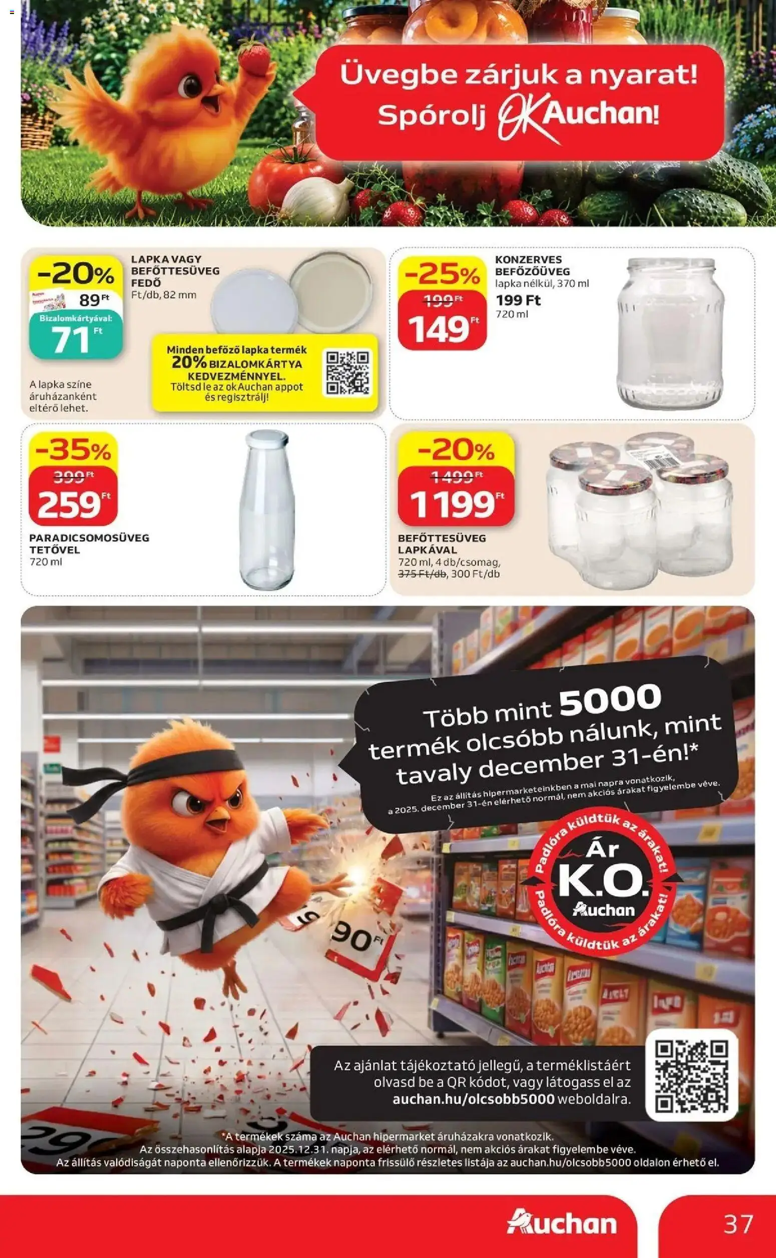 Auchan akciós újság Szolnok - 2026.08.13. -tól/töl > akció, lapozható szórólap 🛍️ | Oldal: 37 | Termékek: Jar, Lé, Befőttesüveg