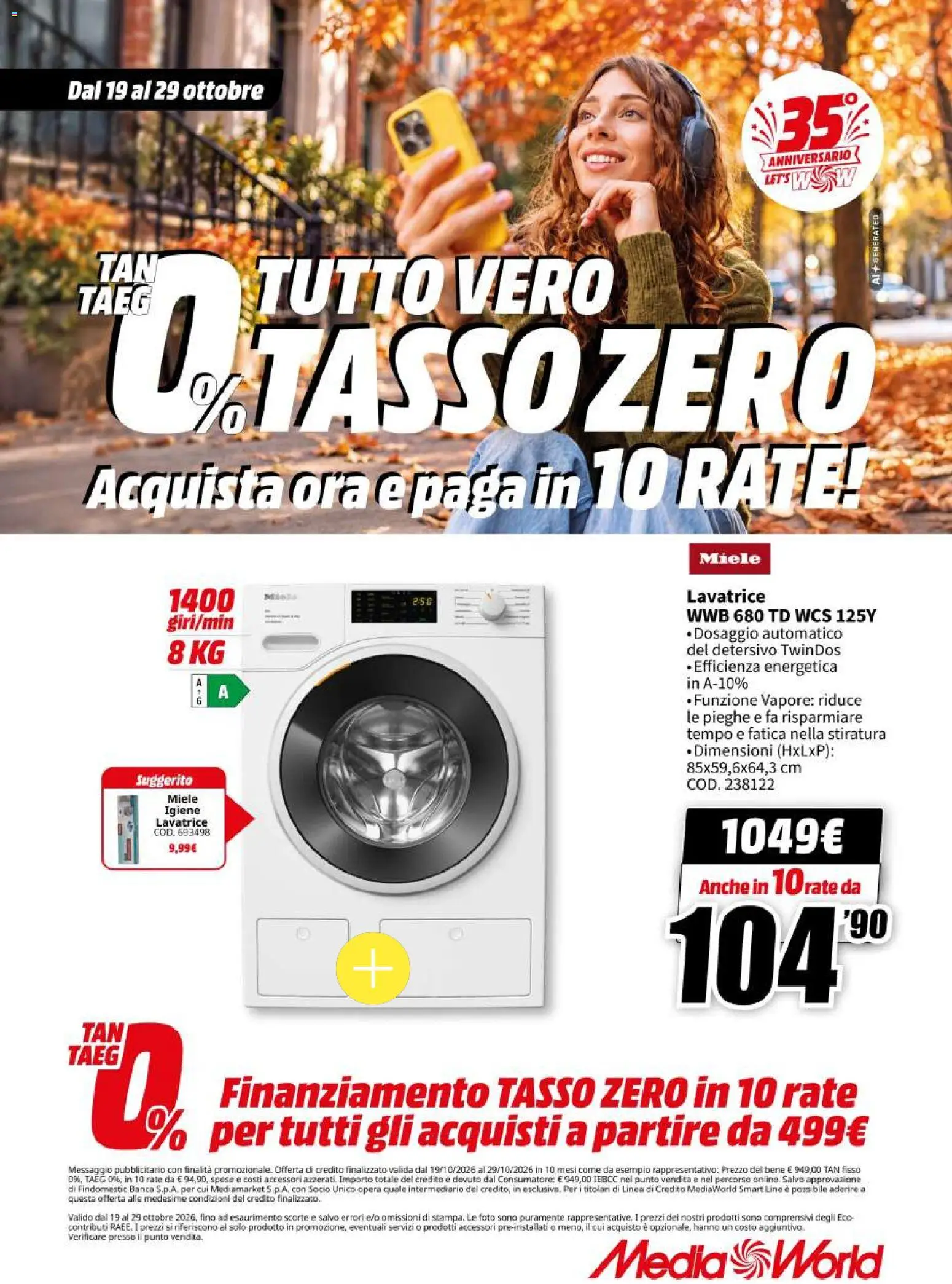Volantino Media World del 19/10/2026 | Pagina: 56 | Prodotti: Lavatrice, Miele