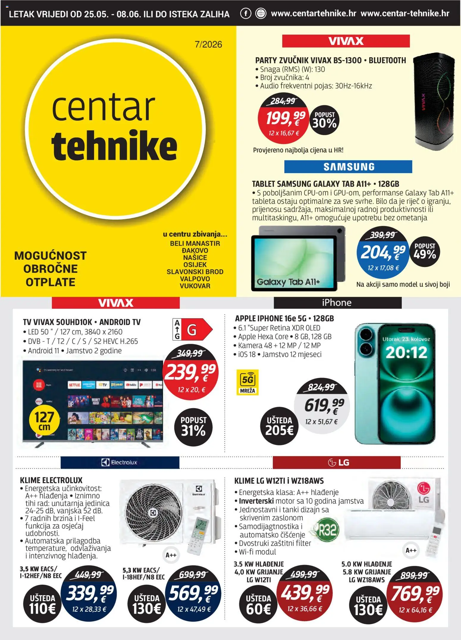 Centar Tehnike katalog | vrijedi od 25.05.2026 | Stranica: 1 | Proizvodi: Tablet, Tv, Audio, Zvučnik