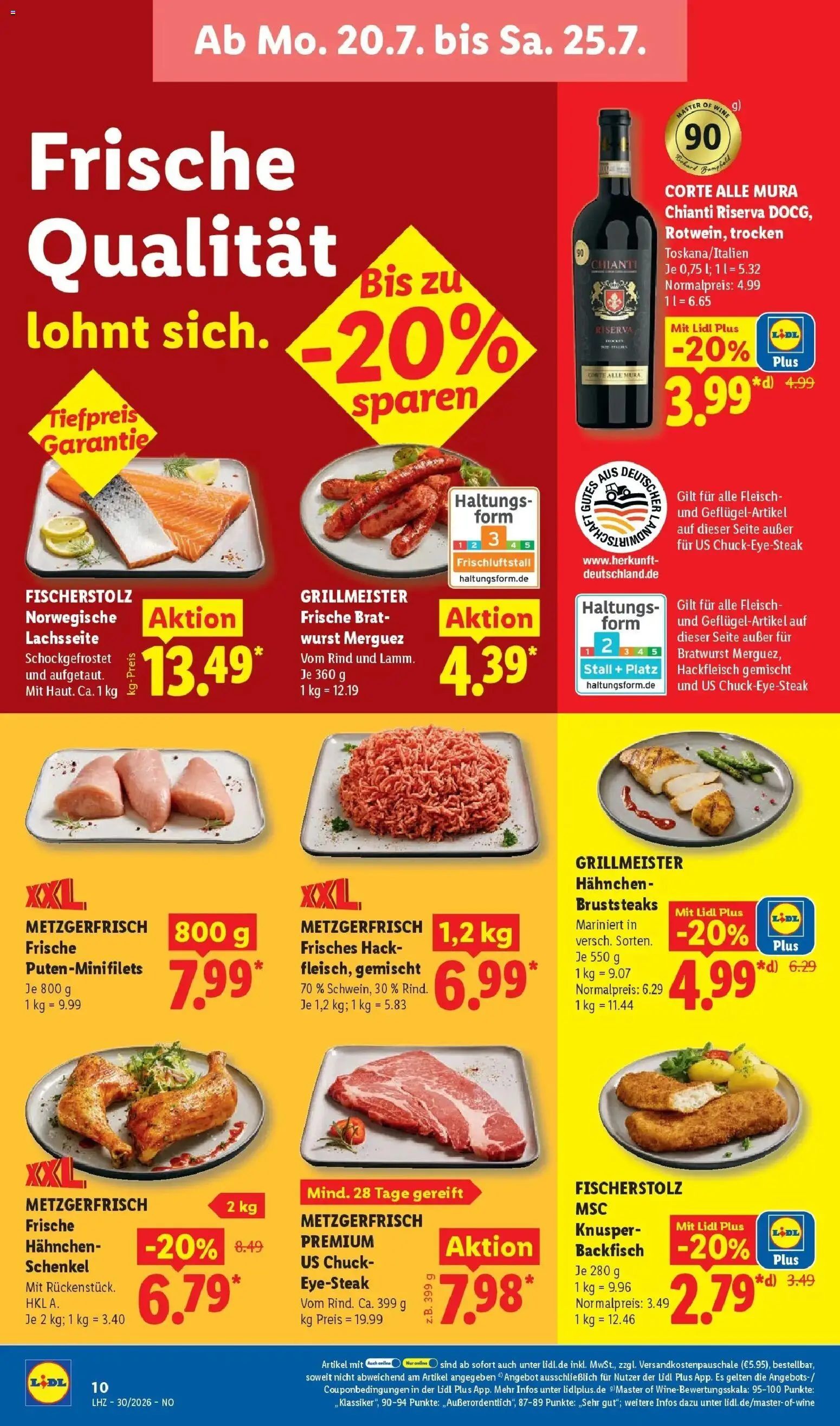 Lidl Prospekt Emlichheim – gültig ab 20.07.2026 | Seite: 20 | Produkte: Hahnchen, Wurst, Fleisch, Hackfleisch