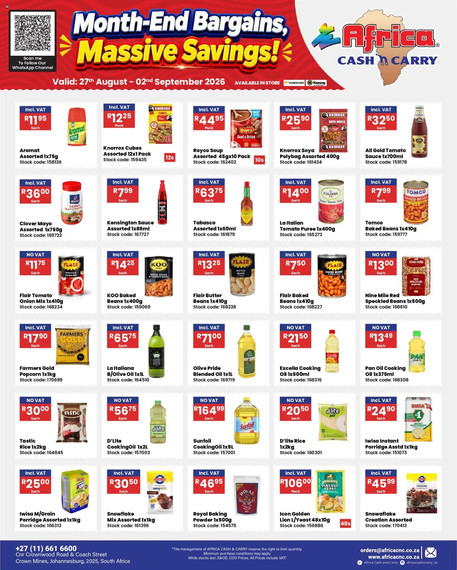 New Africa Cash & Carry catalogue – valid from 27/08/2026 | Page: 28 | Products: Beans, Butter, Powder, Rice