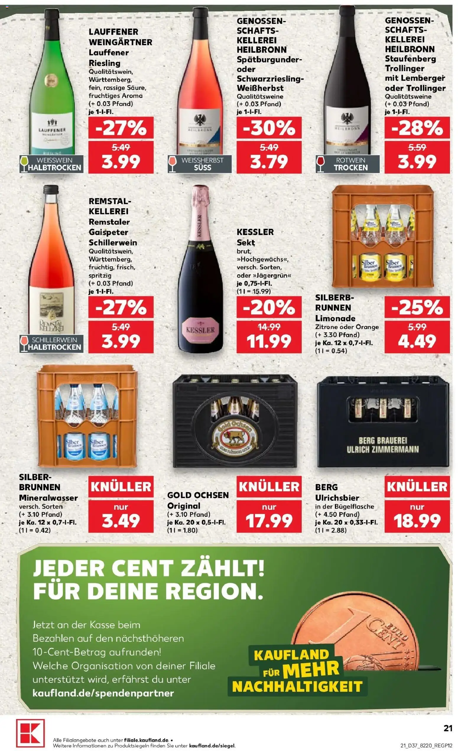 Prospekt Kaufland ab 10.09.2026 » Angebote Online zum Blättern | Seite: 21 | Produkte: Weißwein, Sekt, Limonade, Mineralwasser