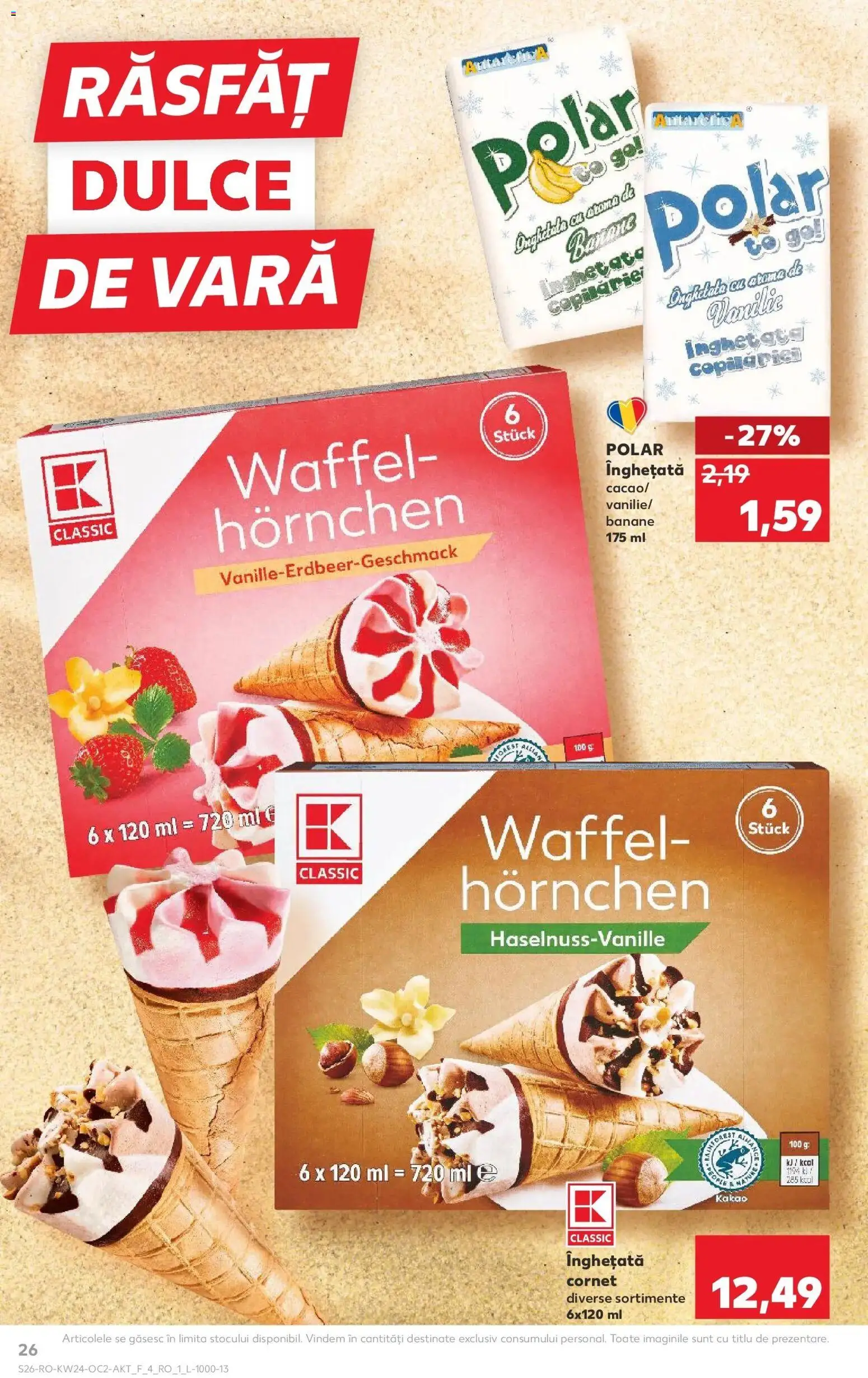 Noul catalog Kaufland – valabil de la 10.06.2026 | Pagină: 26 | Produse: Banane, Înghețată