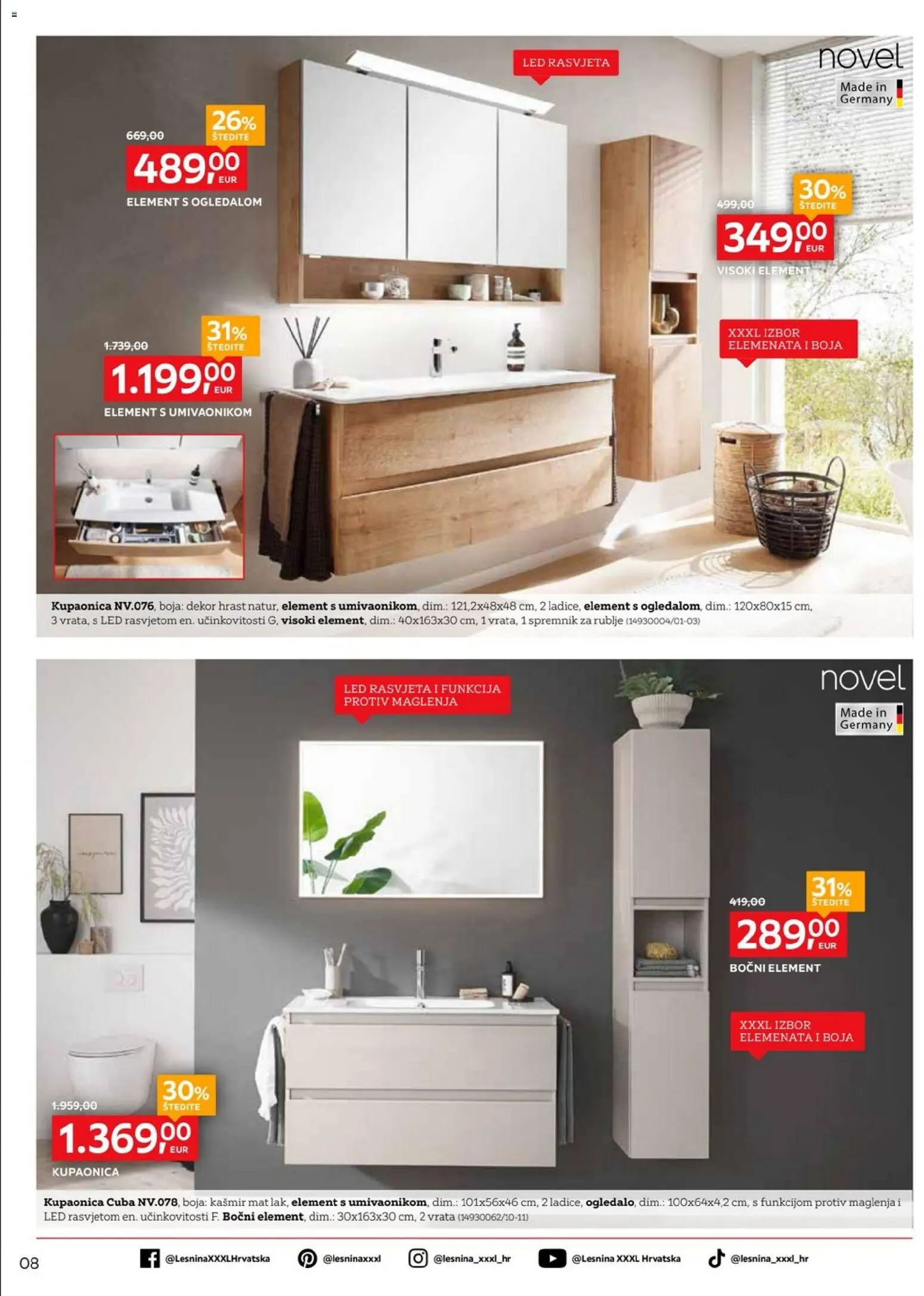 Lesnina katalog | vrijedi od 10.09.2026 | Stranica: 8 | Proizvodi: Kupaonica, Vrata, Rasvjeta, Led