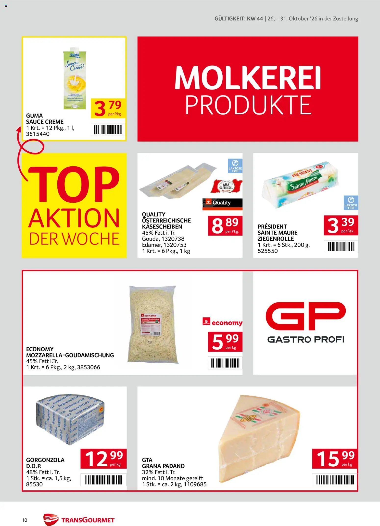 Transgourmet Flugblatt gültig ab 26.10.2026 | Seite: 10 | Produkte: Creme