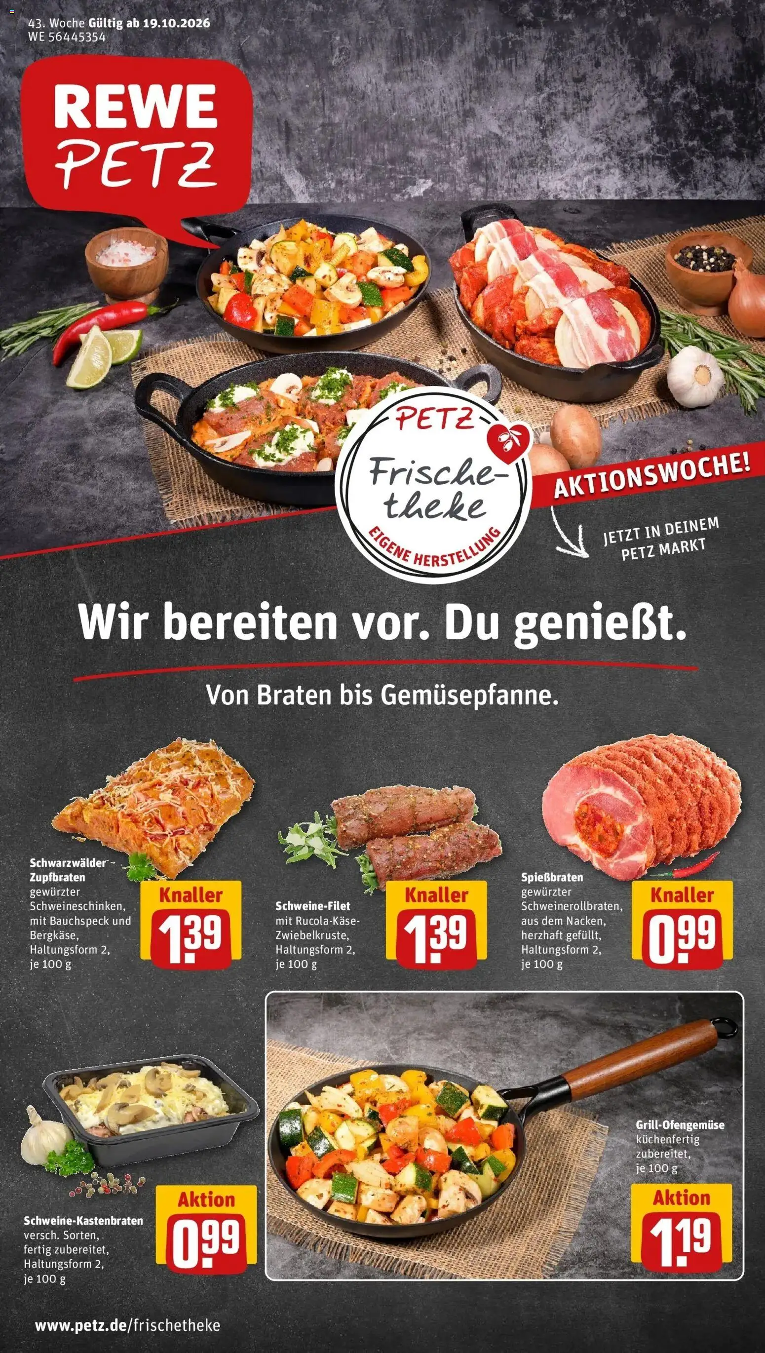 REWE Prospekt ab 19.10.2026 zum Blättern » Angebote | Seite: 1 | Produkte: Theke, Schweinefilet