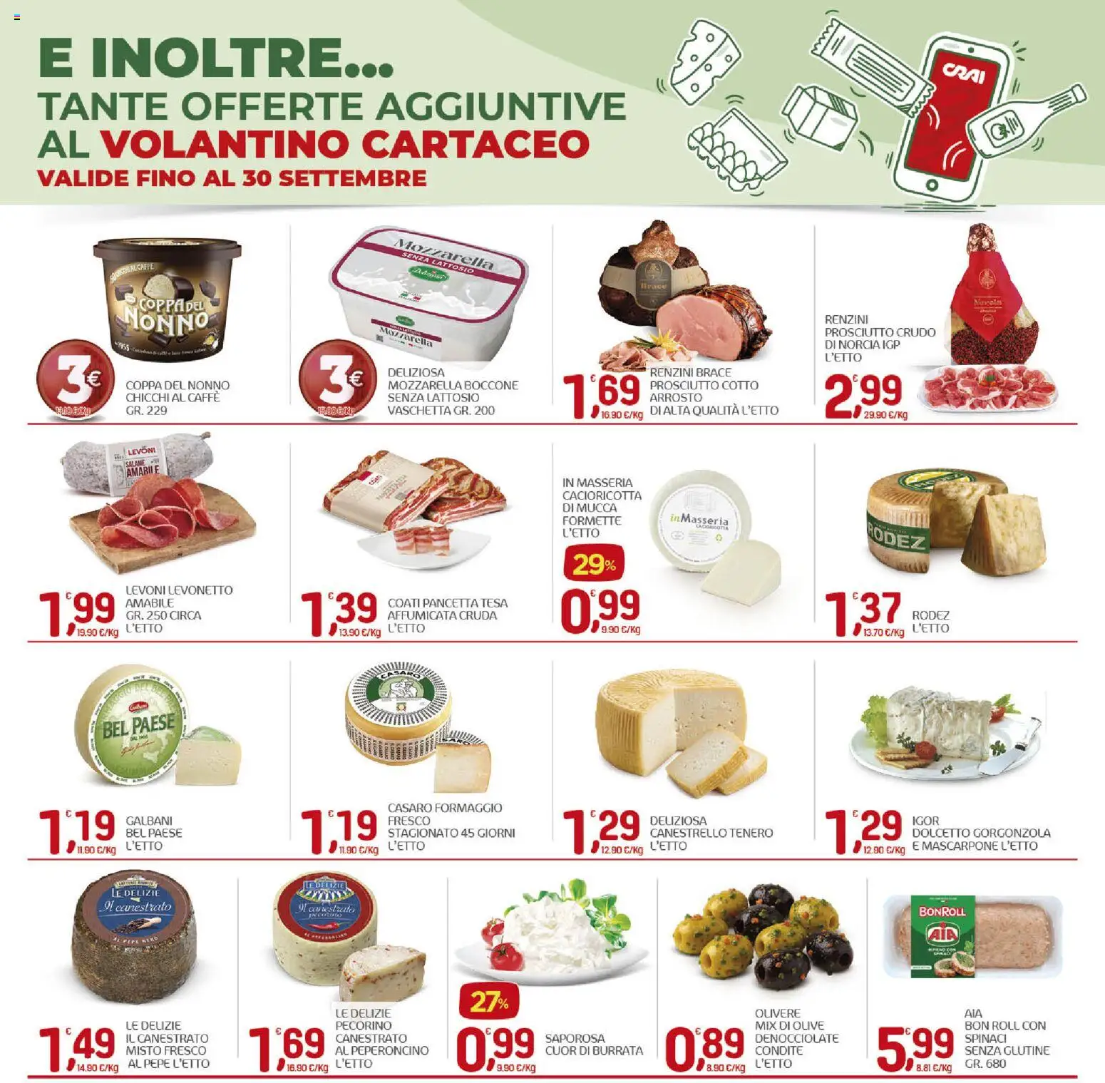 Volantino CRAI del 17/09/2026 | Pagina: 20 | Prodotti: Caffè, Pepe, Olive, Spinaci