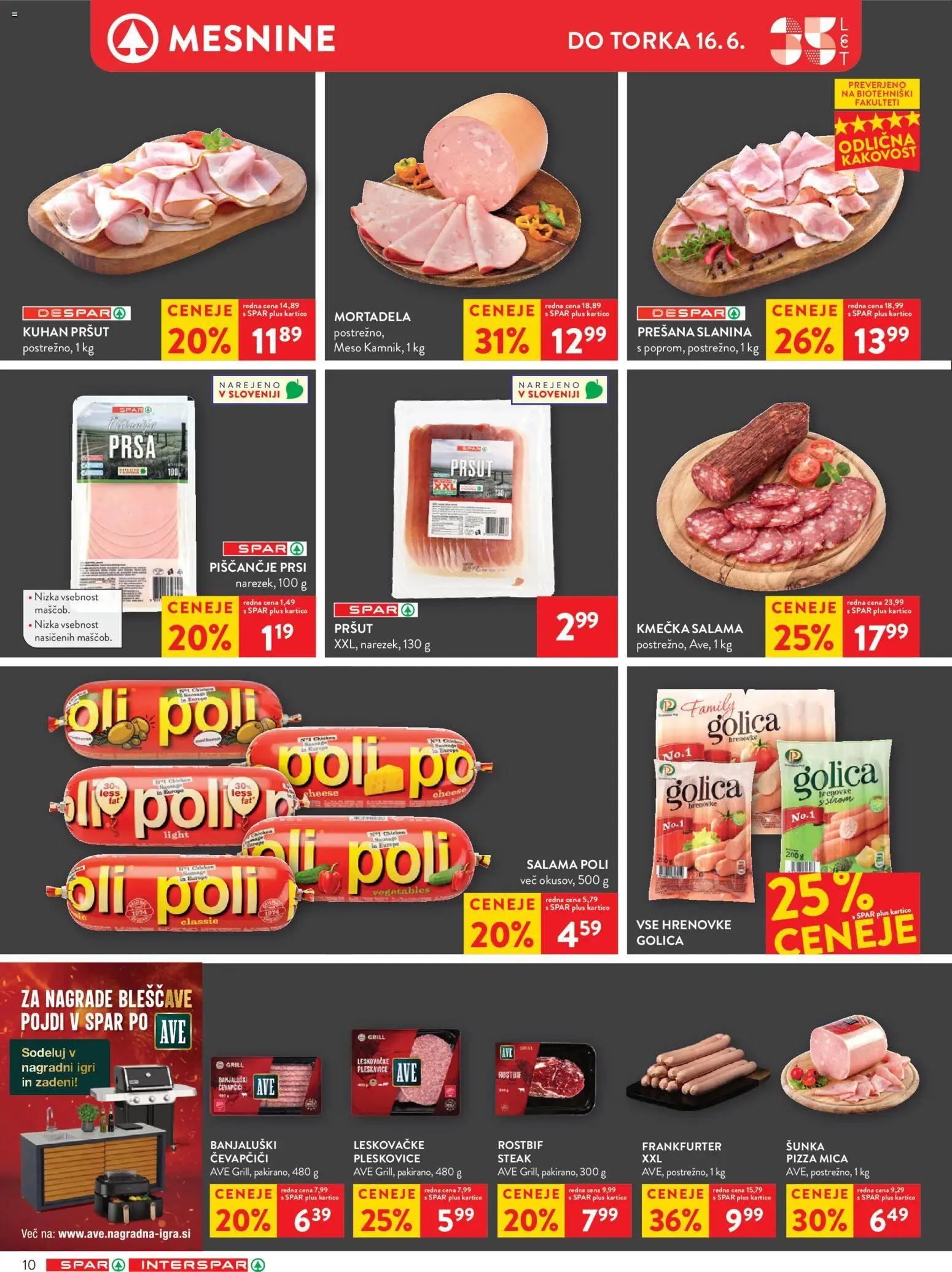 Novi Spar katalog ponudbe – veljaven od 10.06.2026 | Stran: 10 | Izdelki: Čevapčiči, Slanina, Salama, Grill