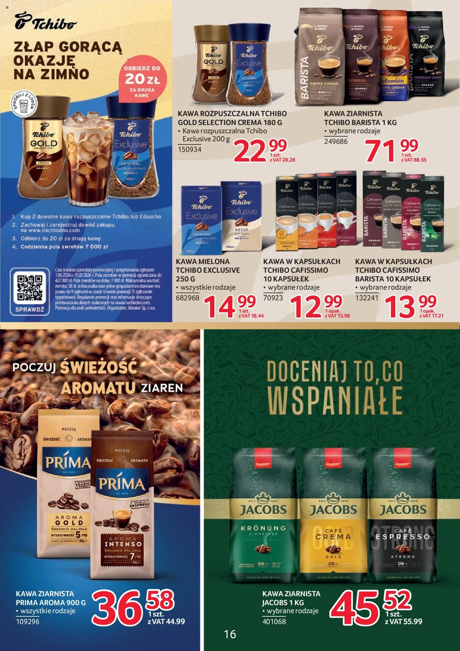 Selgros cash&carry gazetka - Markowe produkty od 16.07.2026 | Strona: 16 | Produkty: Kawa ziarnista, Kawa rozpuszczalna, Tchibo exclusive, Kawa