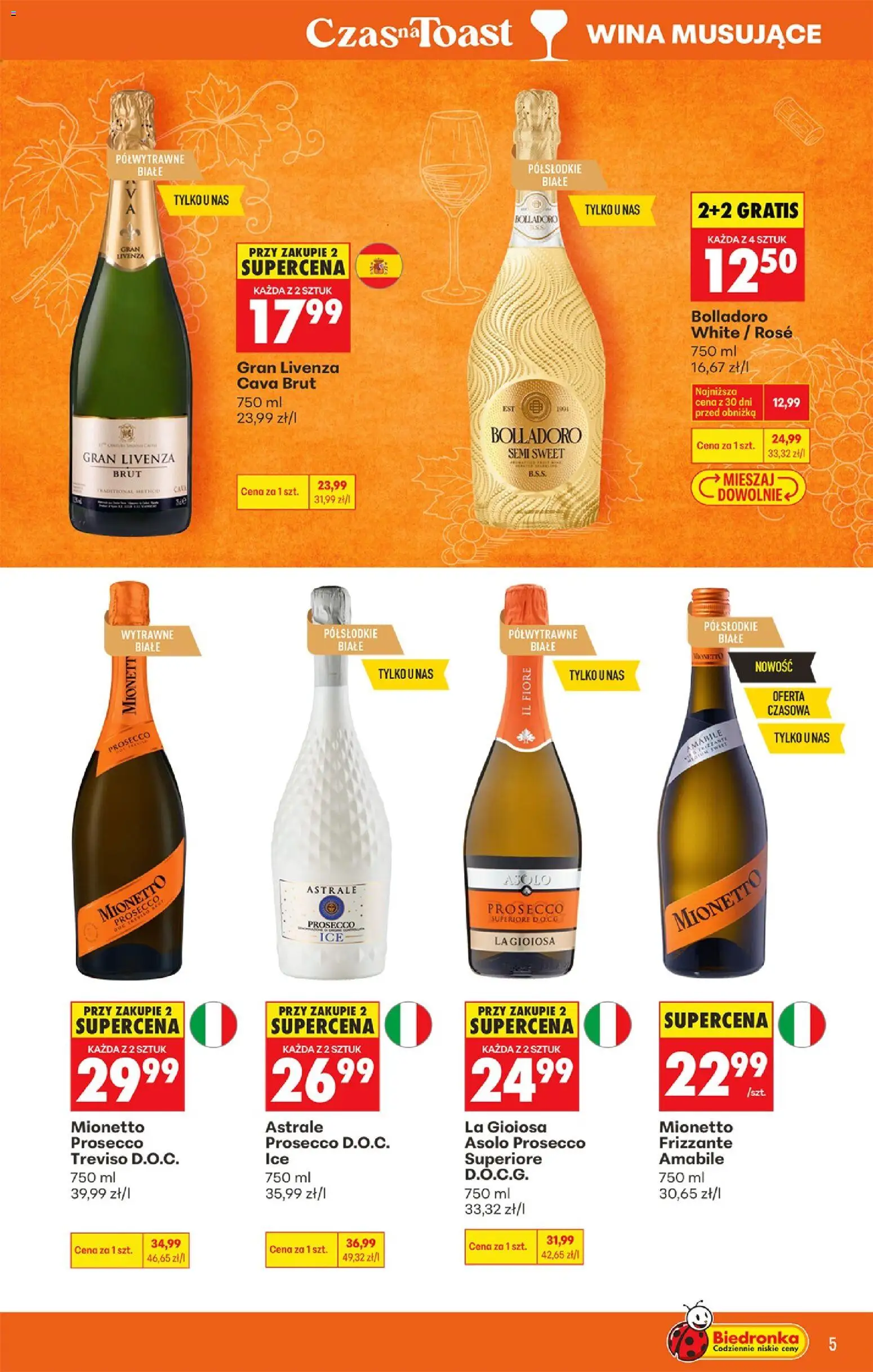 Biedronka Polsko leták - Czas na toast od 10.08.2026 | Strana: 5 | Produkty: Mionetto Prosecco, Prosecco, Mionetto, Prosecco Frizzante
