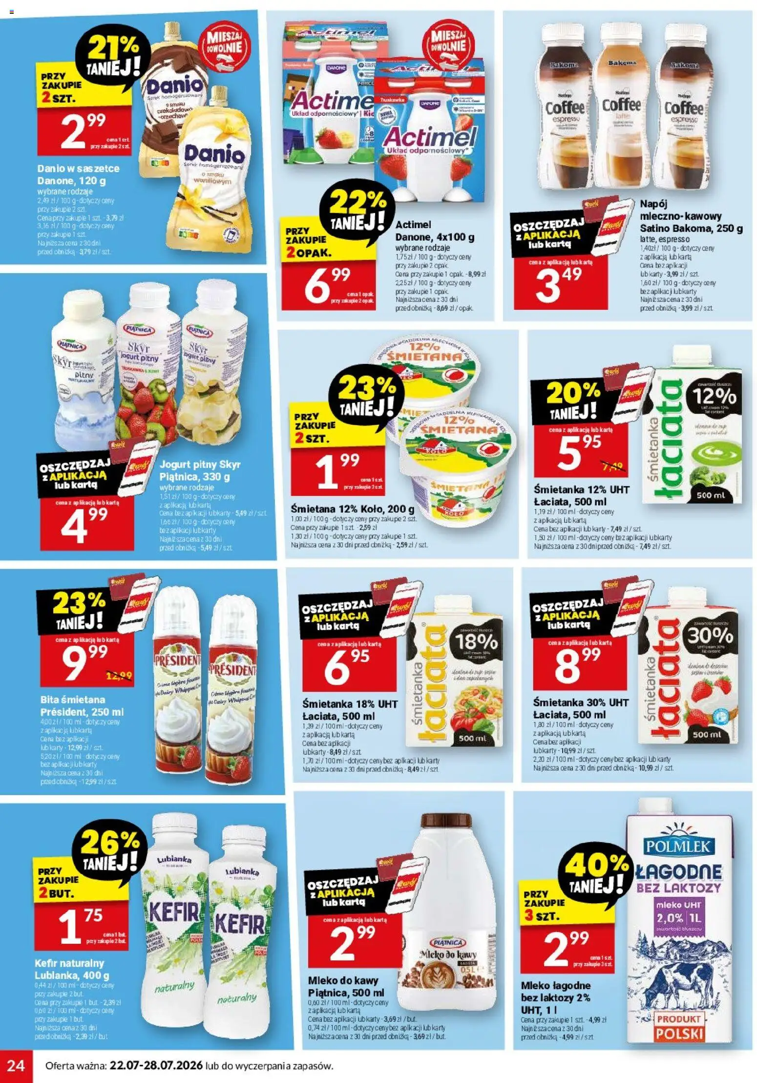 Twój Market gazetka od 22.07.2026 | Strona: 24 | Produkty: Karta, Bez laktozy, Serek, Jogurt pitny