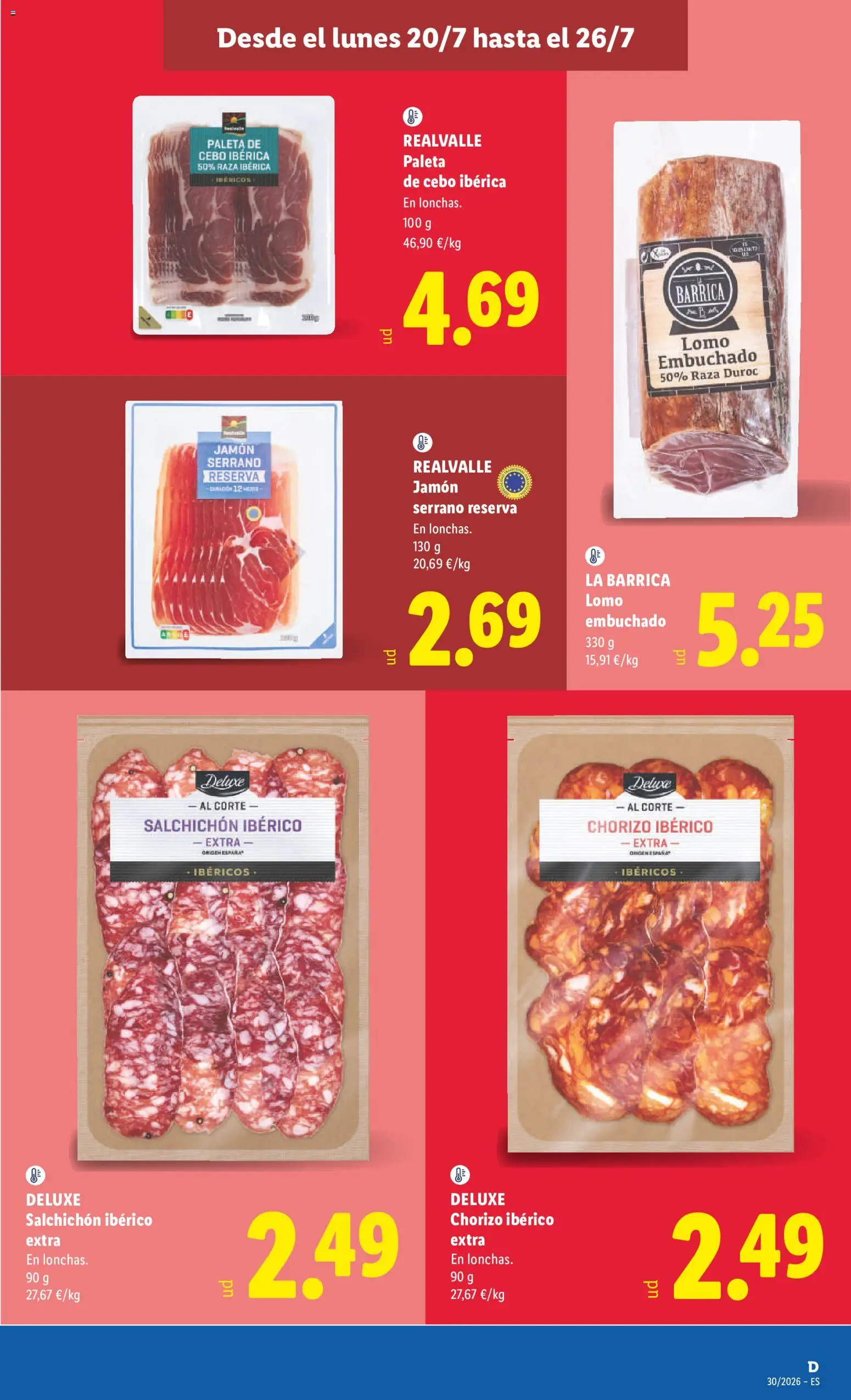 Lidl folleto │ válido desde el 20/07/2026 | Página: 13 | Productos: Jamón serrano, Lomo, Jamón