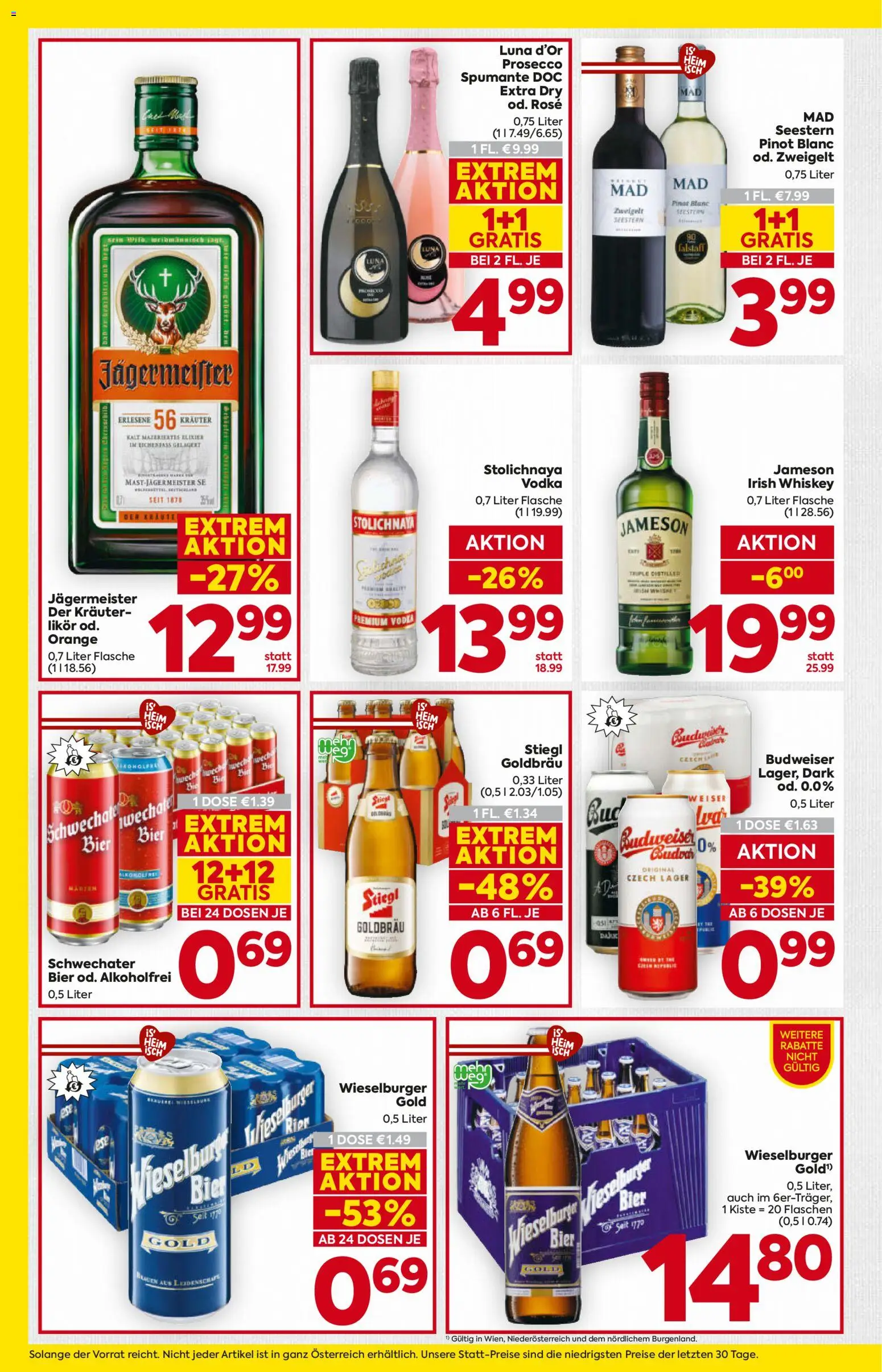 Billa AT akciós ujság - amely érvényes a következő dátumtól: 2026.09.17. | Oldal: 14 | Termékek: Jägermeister, Whiskey, Vodka, Rosé